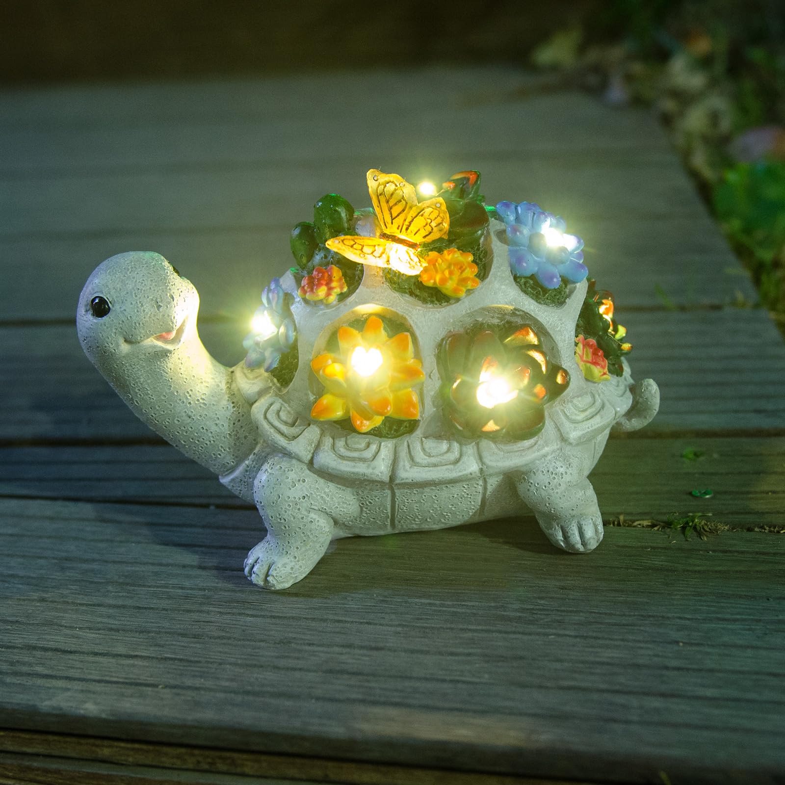 Turtle Solar Lights Outdoors Garden Statue Lawn Ornaments Turtle Solar Garden Statues With Butterfly Solar Lights Gifts For Women Men Birthday Gifts Turtle Garden Decor For Patio Lawn Porch Backyard