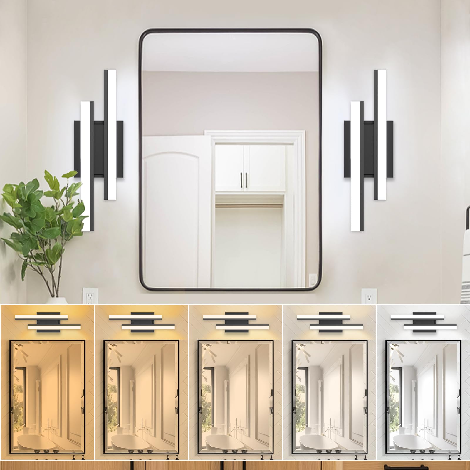 NOVELUX Bathroom Vanity Light 18 inch-Bathroom Light Fixtures,2700K/3000K/3500K/4000K/5000K/5cct Optional Vanity Lights for Bath