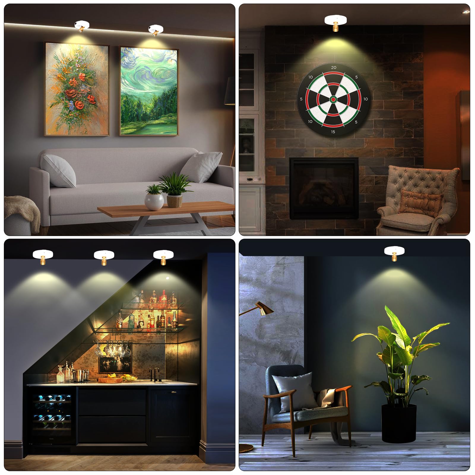 Wireless Spotlight Battery Powered, Led Picture Light With Remote, Accent Spot Light For Plant Tree Indoor, Dimmable Puck Lights