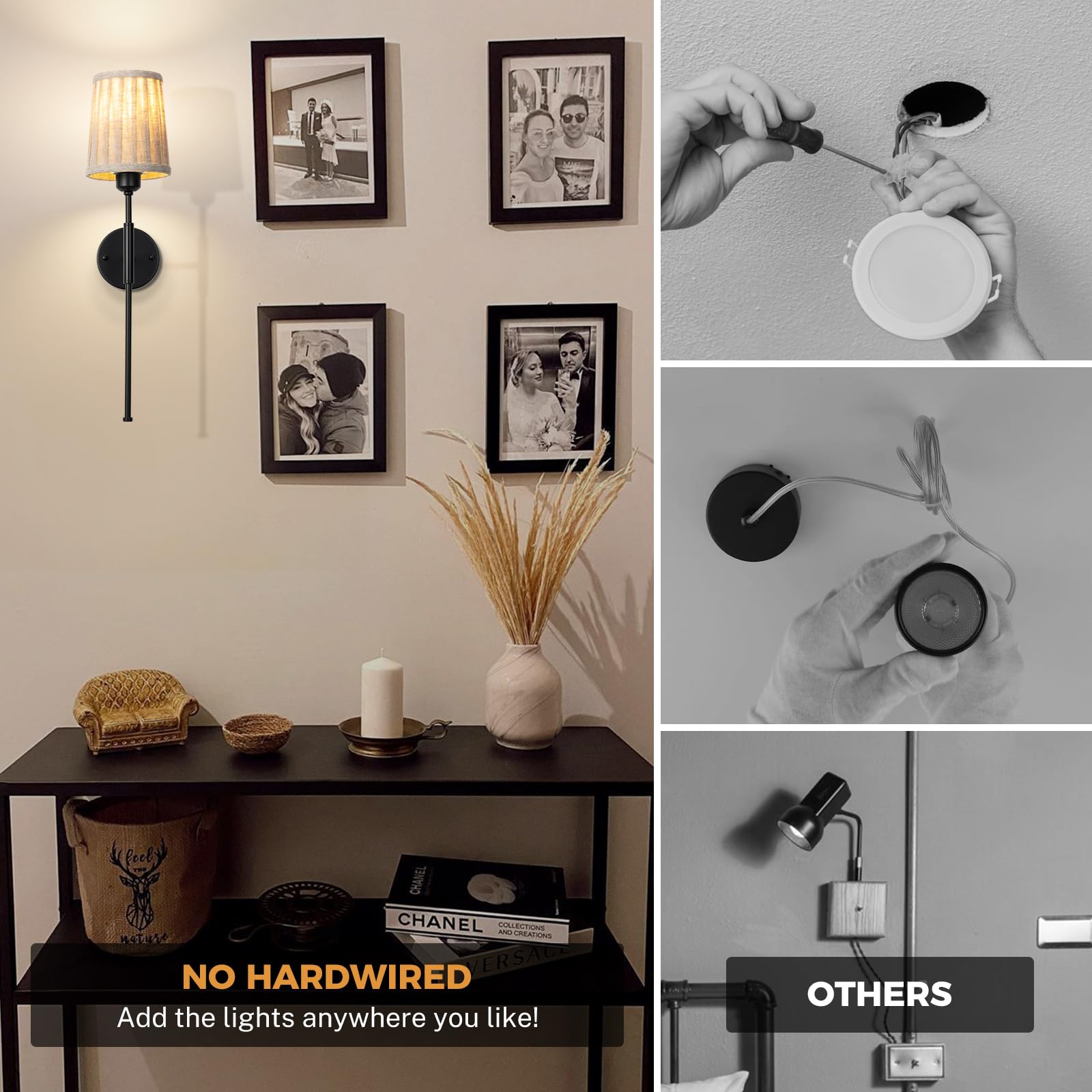 Glitnous Battery Operated Wall Sconce, Wall Sconces Battery Operated, Wireless Wall Sconces Set Of Two, Rechargeable Wall Sconce