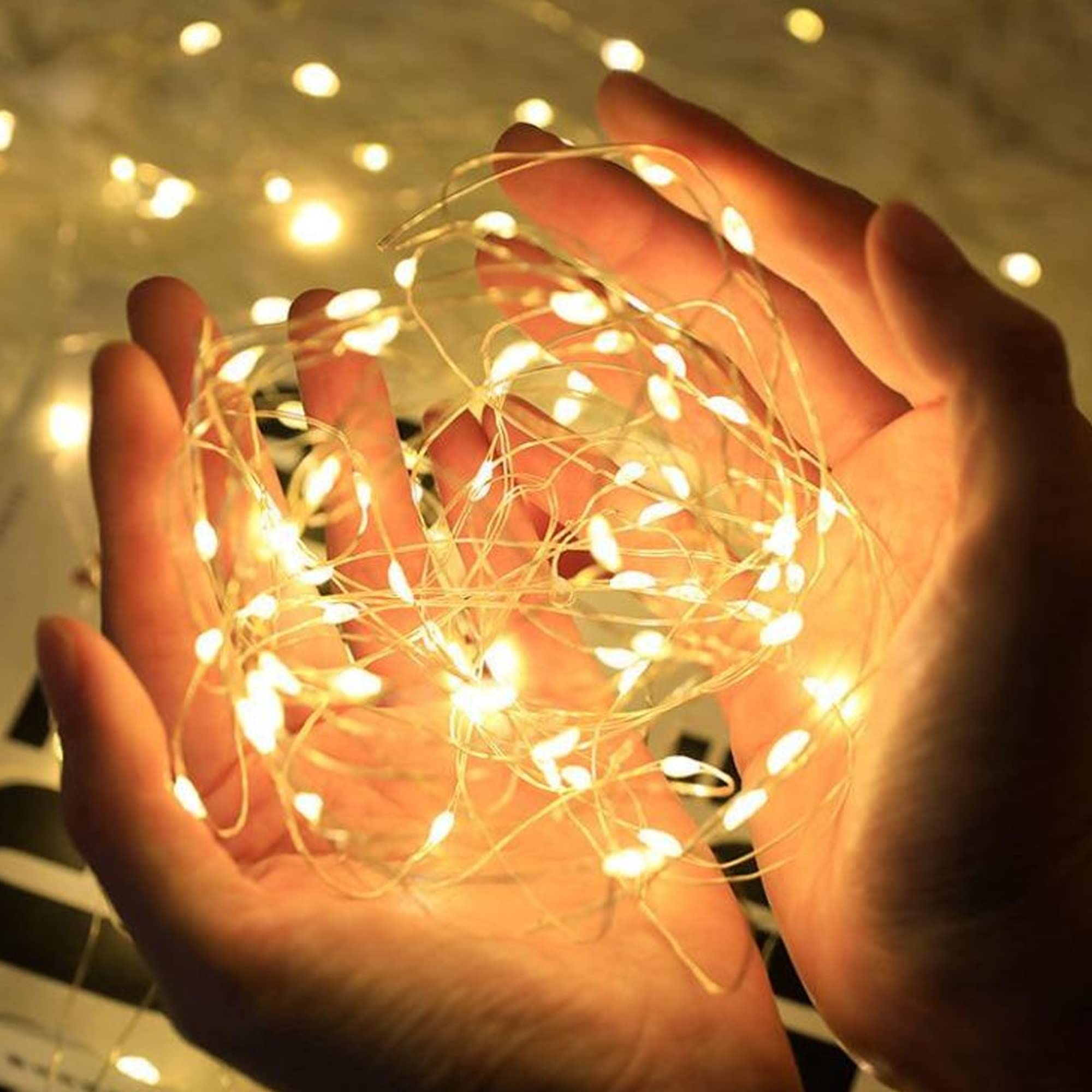 Dazzle Bright 20 Ft Battery Operated Fairy Lights, 60 Led Warm White Waterproof String Lights For Indoor Outdoor Decor