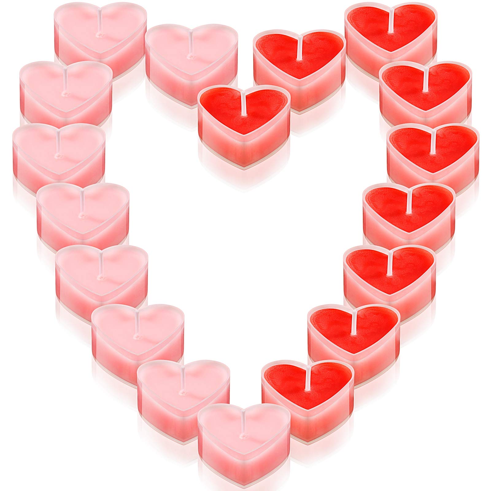 Nuanchu 18 Pieces Valentines Day Heart Shape Candles Tealights Candle Love Tea Light Candles for Wedding Table Centerpiece Dinn