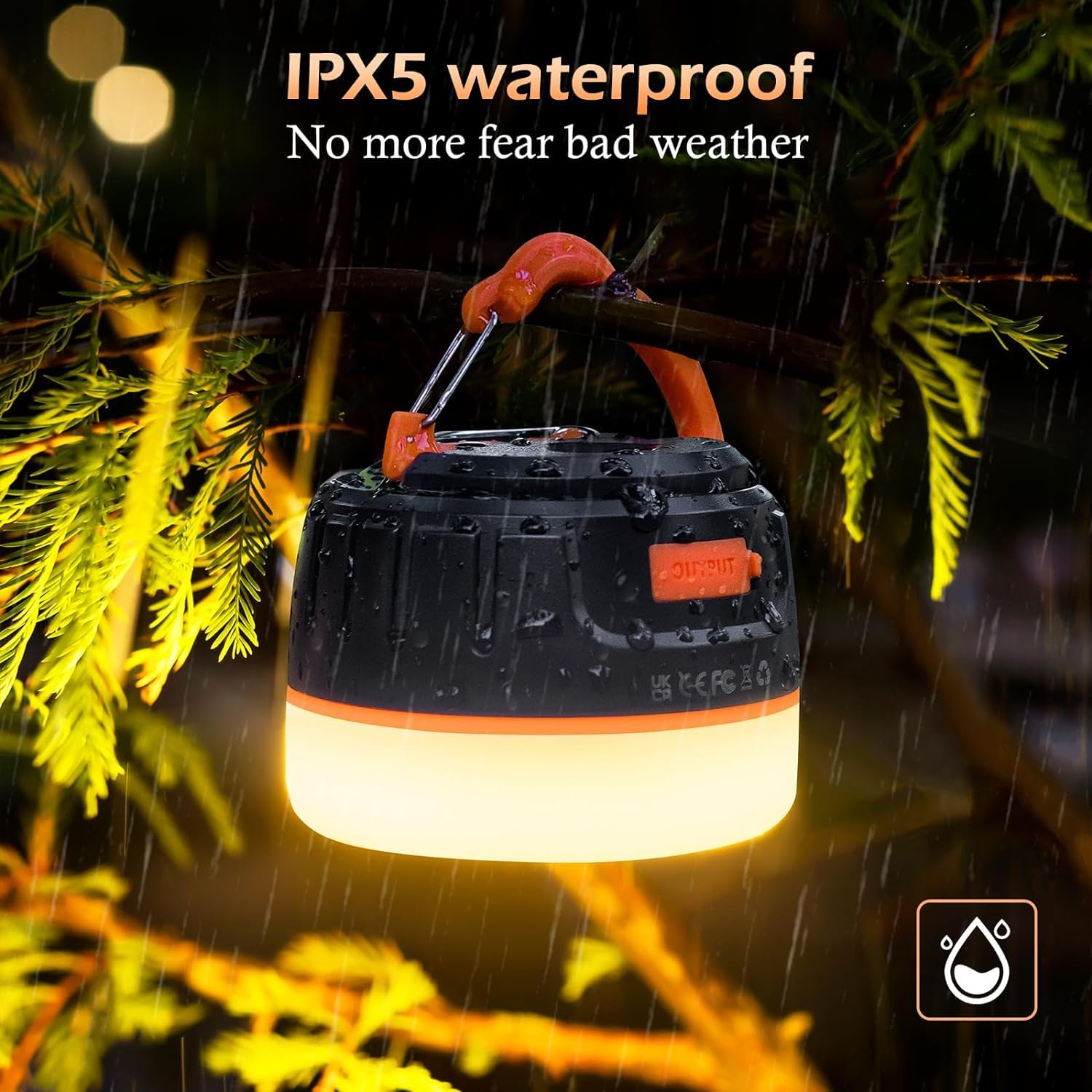 Sinvitron LED Camping Lantern - 1000LM, 150H Runtime, Rechargeable, 2 Pack, Black/Orange, Model C5-P, Water-Resistant