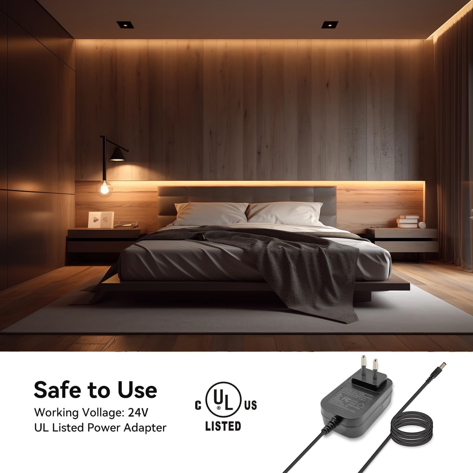 BUNACET LED Strip Lights 105ft Warm White Dimmable Tape Light for Bedroom, Kitchen, Aluminum