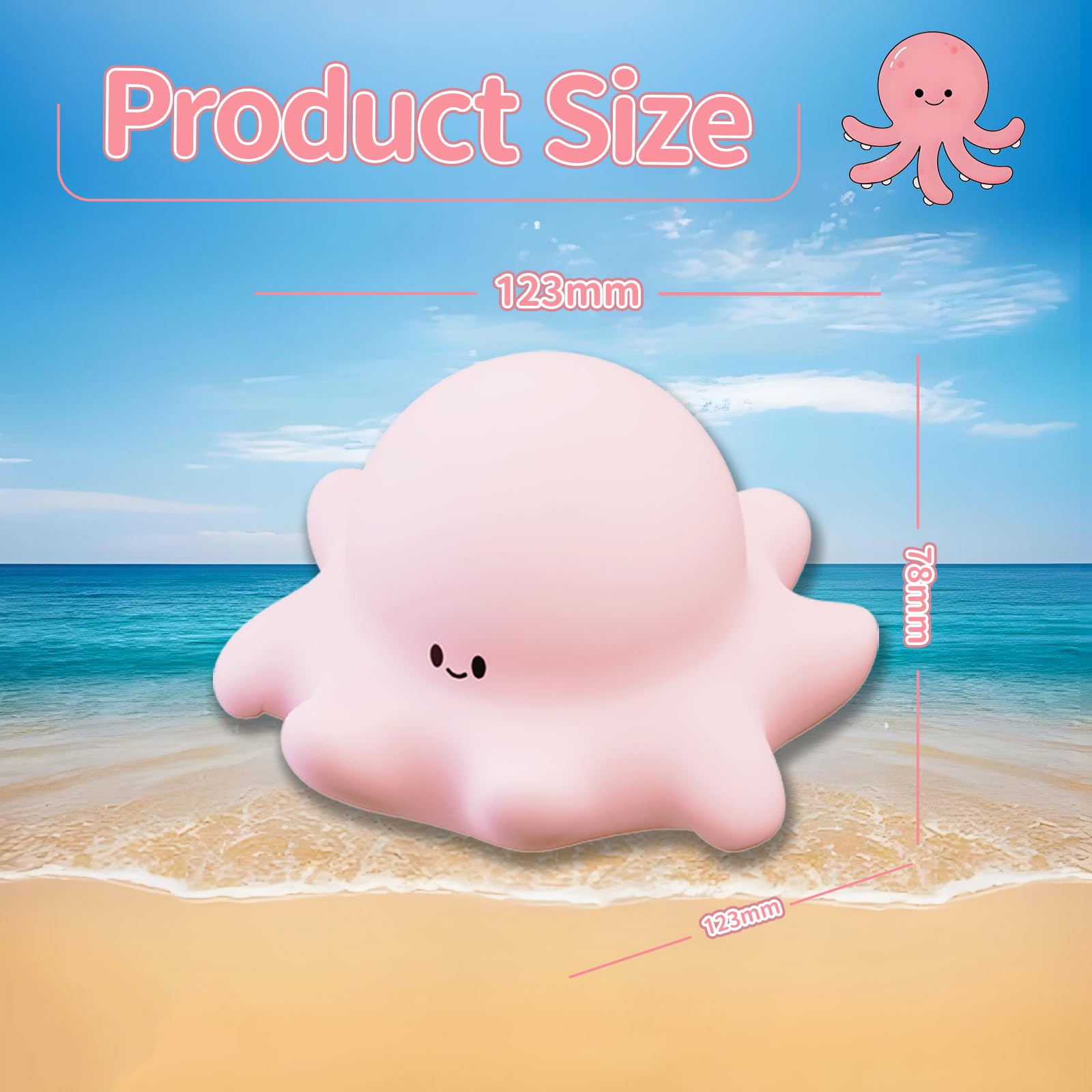 Baby Octopus Silicone Night Light, Novel and Interesting Silicone Nursery Night Lamp, Adjustable Rechargeable Table Bedside Lamp