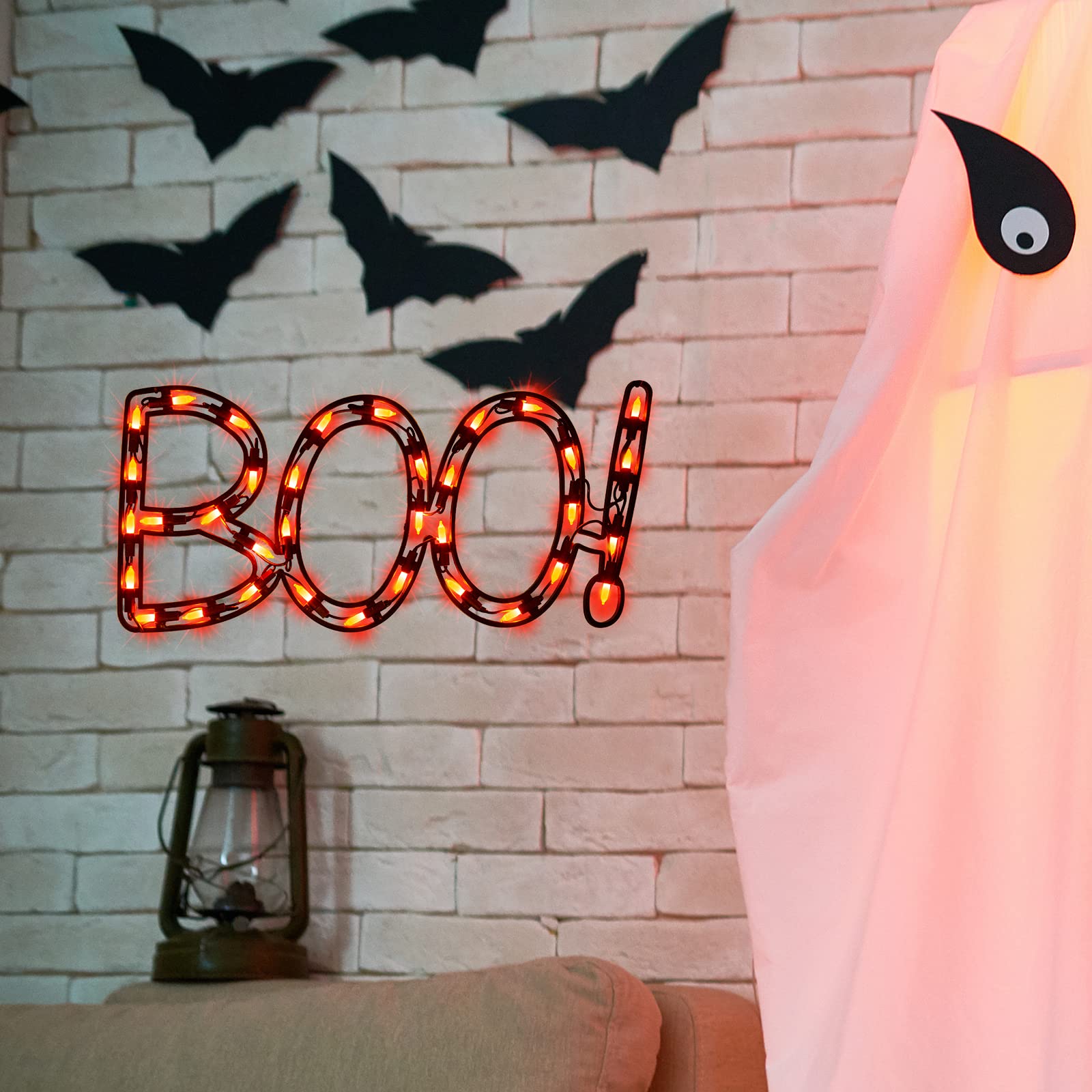 Lamphome 16 Halloween Decorations Window Silhouette Holiday Displays  Light Up Window Lights  Lighted Boo For Party Home Tabletop Ornaments