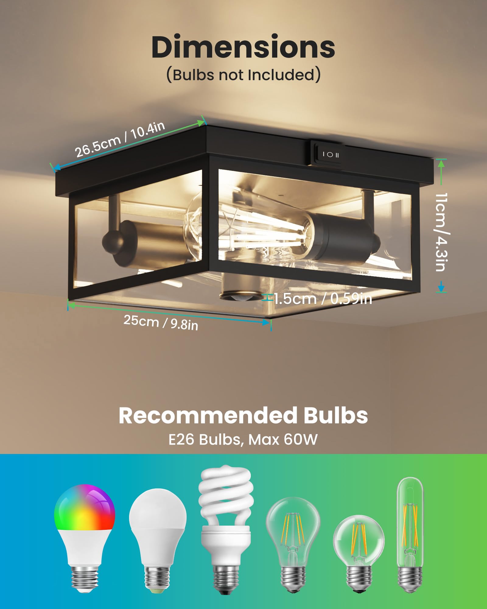 Craftersmark Outdoor Flush Mount Motion Sensor Ceiling Light - Modern Design Of Squares With Motion Sensor 3 Modes Porch Ceiling