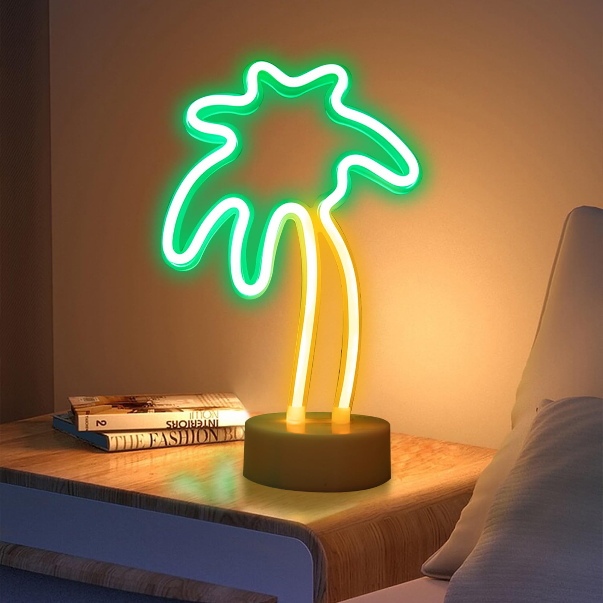 Enuoli Palm Tree Lights Neon Signs,Led Coconut Tree Neon Light For Bedroom,Battery/Usb Powered Palm Tree Night Lamp With Holder