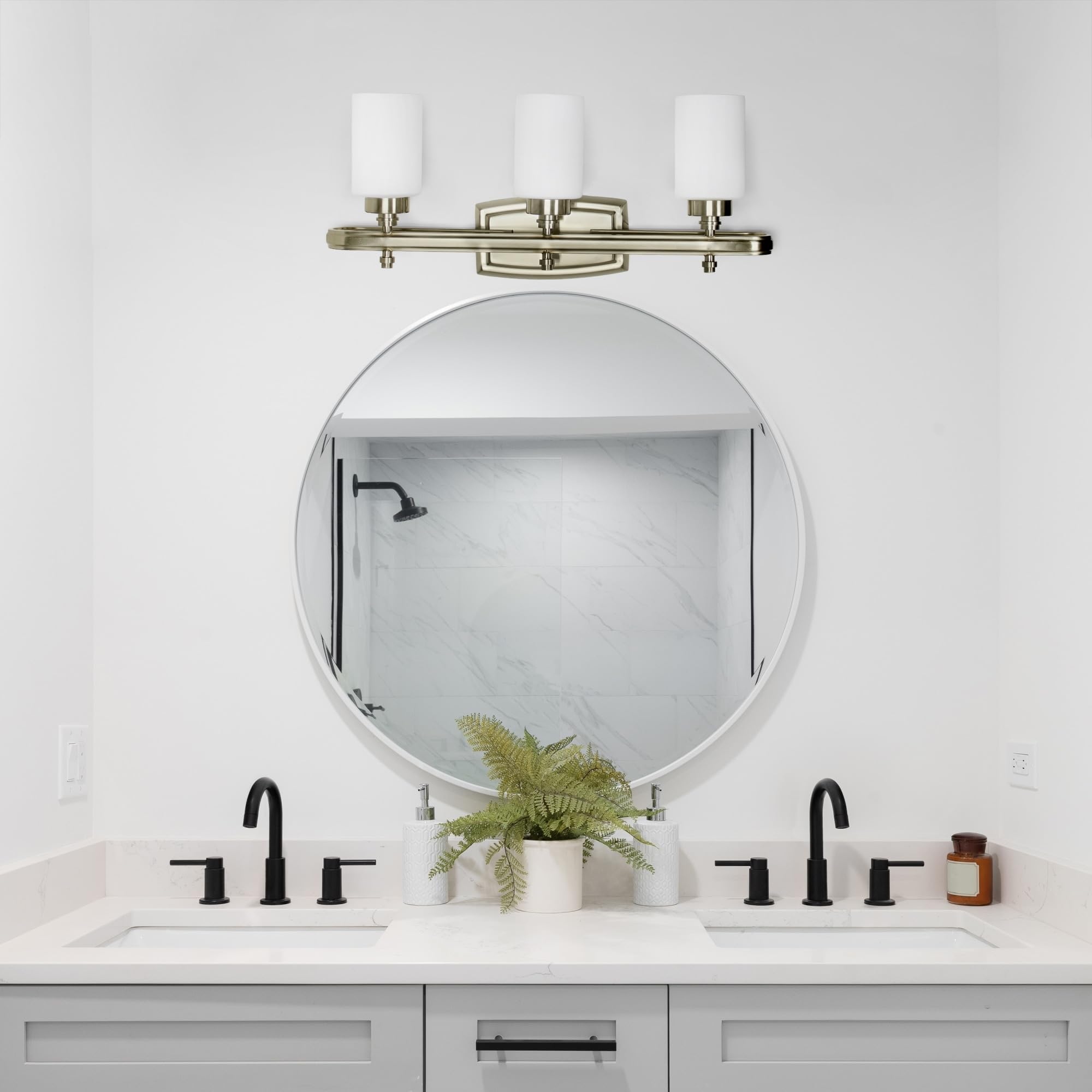 All The Rages Antique Brass 3-Light Glass & Metal Vanity Fixture
