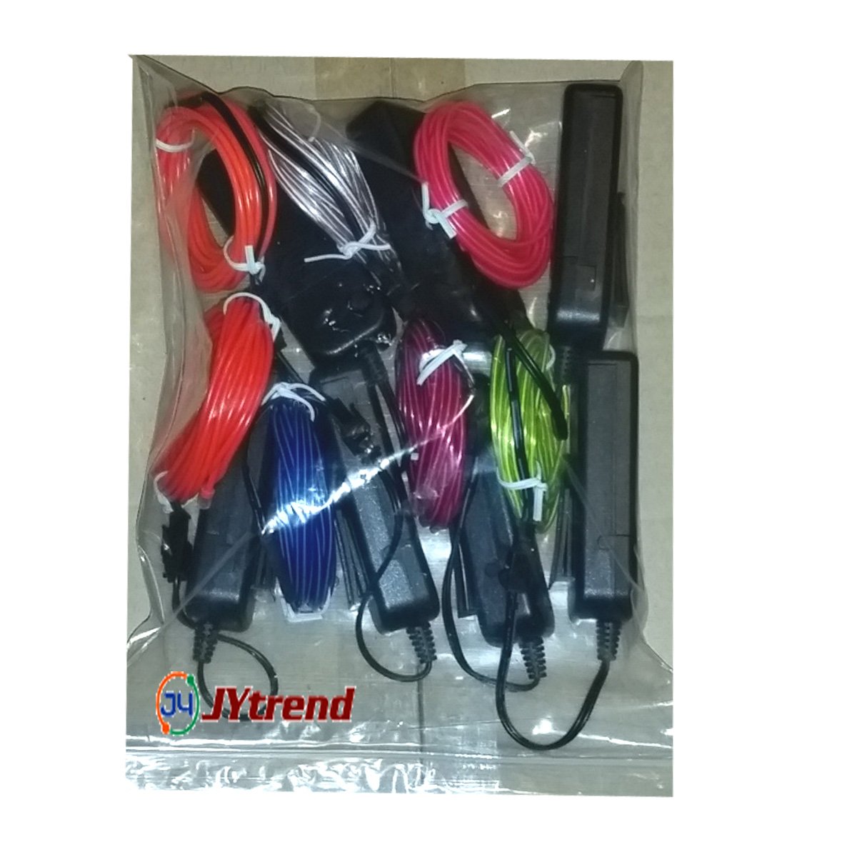 Jytrend 7 Pack 9Ft Neon Light El Wire W/Battery Pack (Green, Blue, Red, Orange, Purple, White, Pink)
