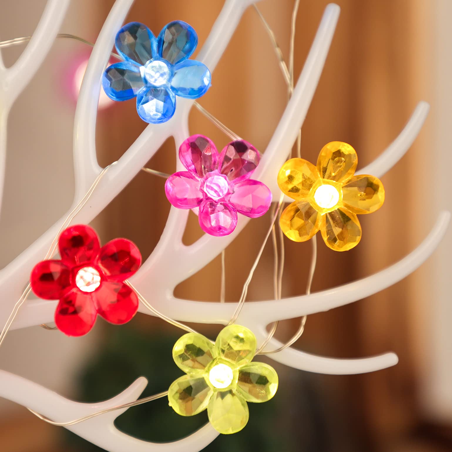 Silverstro Flower Led Lights With Remote Usb & Battery Operated 10Ft 30Leds String Lights - Home Wedding Birthday Party Ocean Holiday Easter Decor