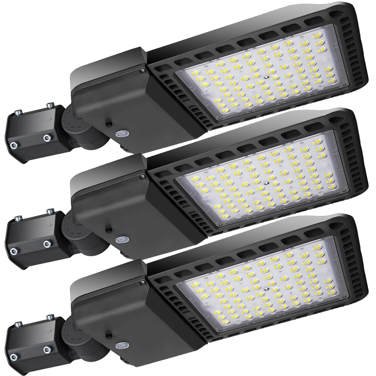 3 Pack 300W LED Parking Lot Lights Outdoor with Dusk to Dawn Slip Fitter, 39000LM 5000K Led Flood Lights, IP65 Waterproof Commer