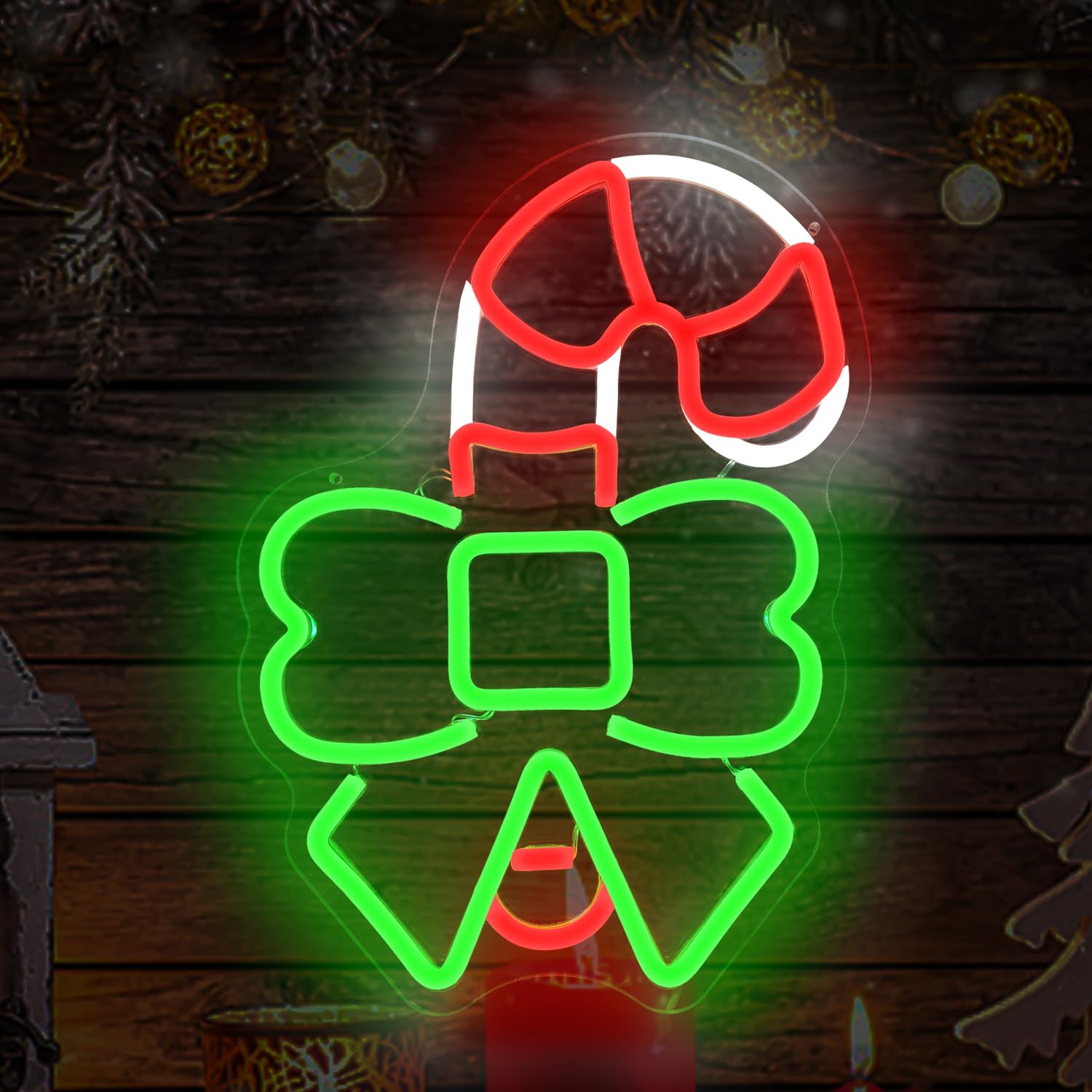 Christmas Candy Neon Sign for Wall Decor Dimmable Christmas Neon Sign for Bedroom Led Neon Light Signs Light Up Signs for Childr