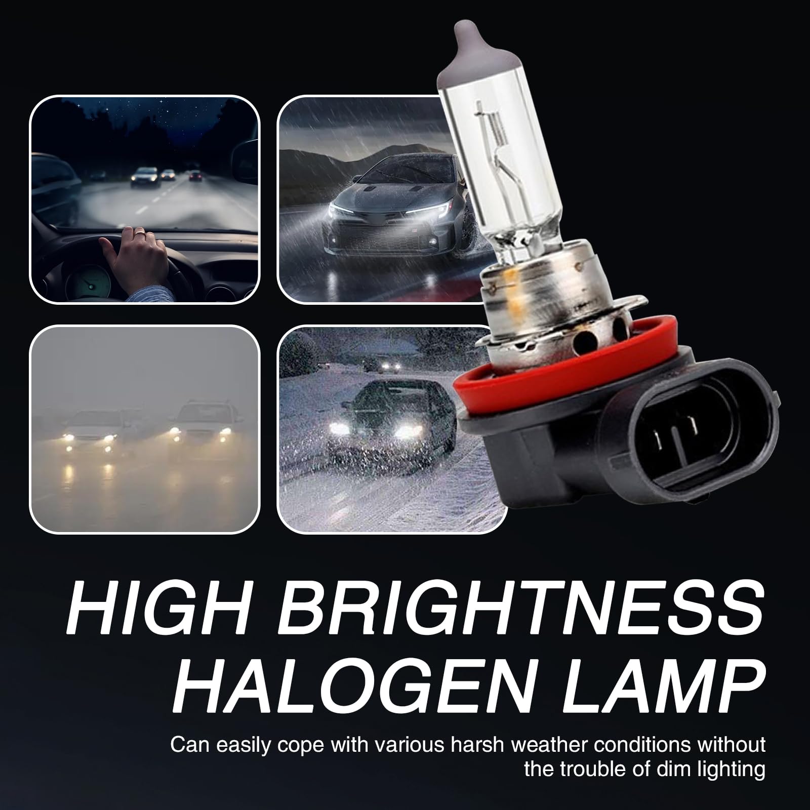 Awlbed 2 Pcs Car Halogen Fog Light Bulb  12V 55W Waterproof Glass Vehicle Spotlights Replacements  Universal Automotive High Beam Lighting Accessories For Truck Suv Car (Warm White Light #H11)