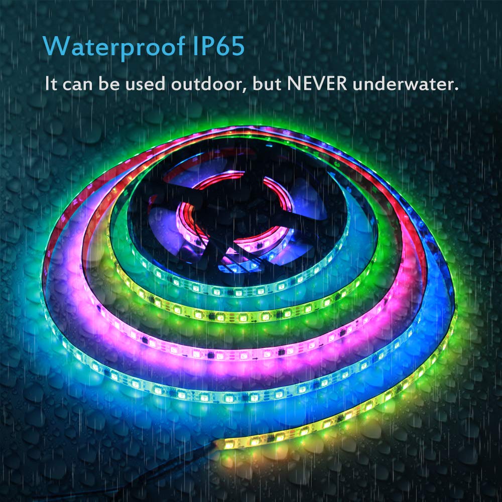 ALITOVE WS2811 RGB LED Strip Lights 16.4ft 300 LEDs Waterproof IP65 White FPCB Flexible Rope Light