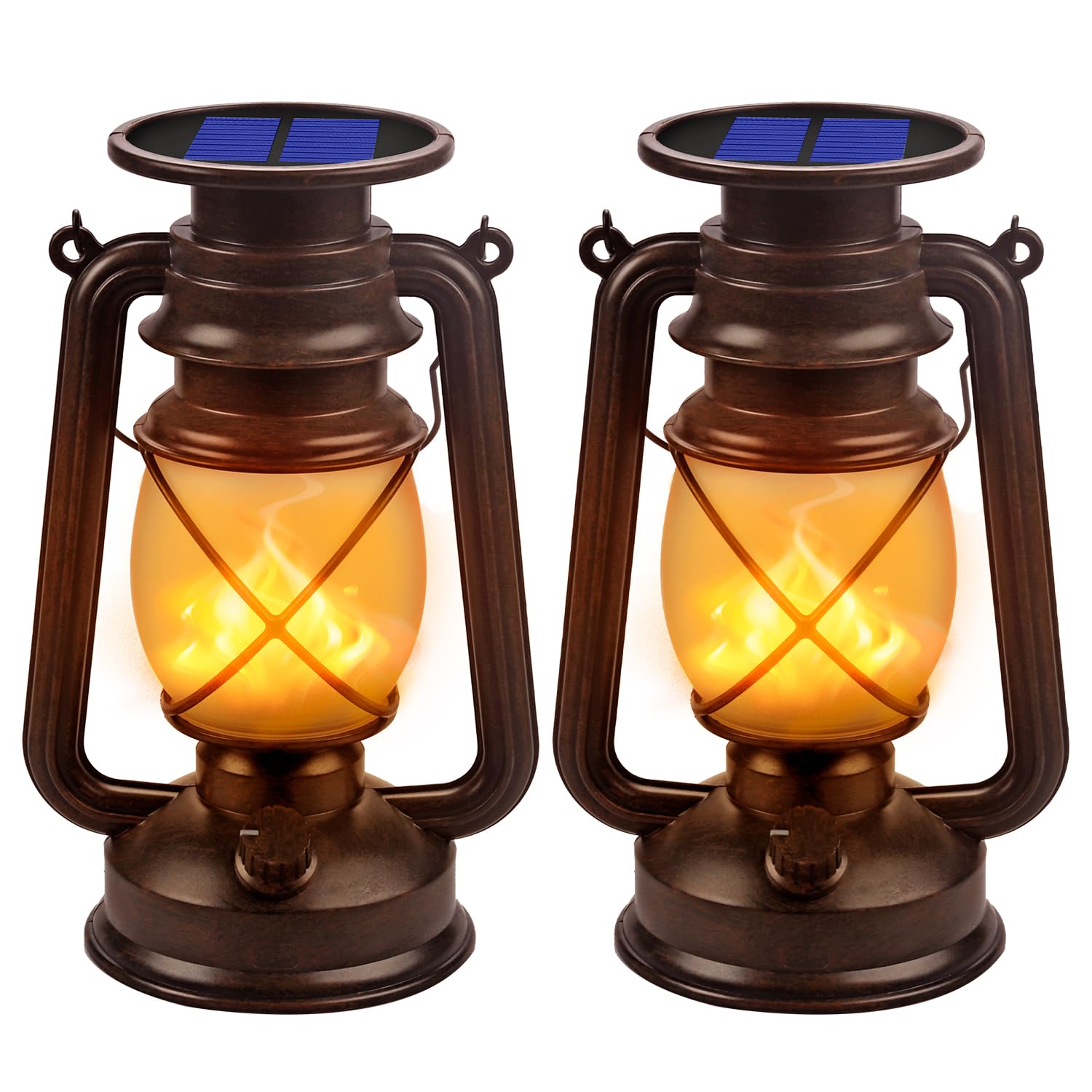 Marlrin Solar Lanterns - Outdoor Hanging Led Lights, Waterproof, 2 Pack, Bronze, Model Lvf-12-Ms-C, Perfect For Patio, Garden, And Yard Decor