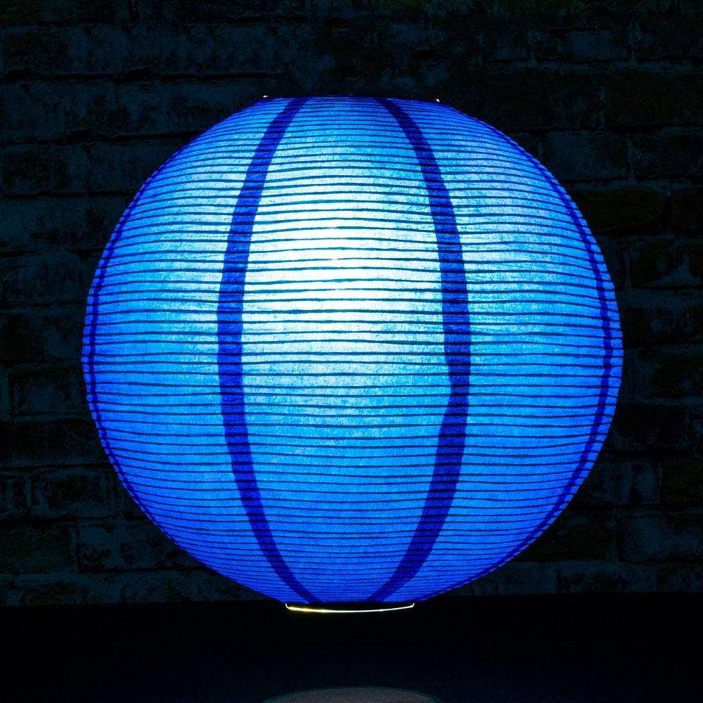 Quasimoon PaperLanternStore.com 12 Inch Navy Blue Fine Line Premium Even Ribbing Paper Lantern, Extra Sturdy