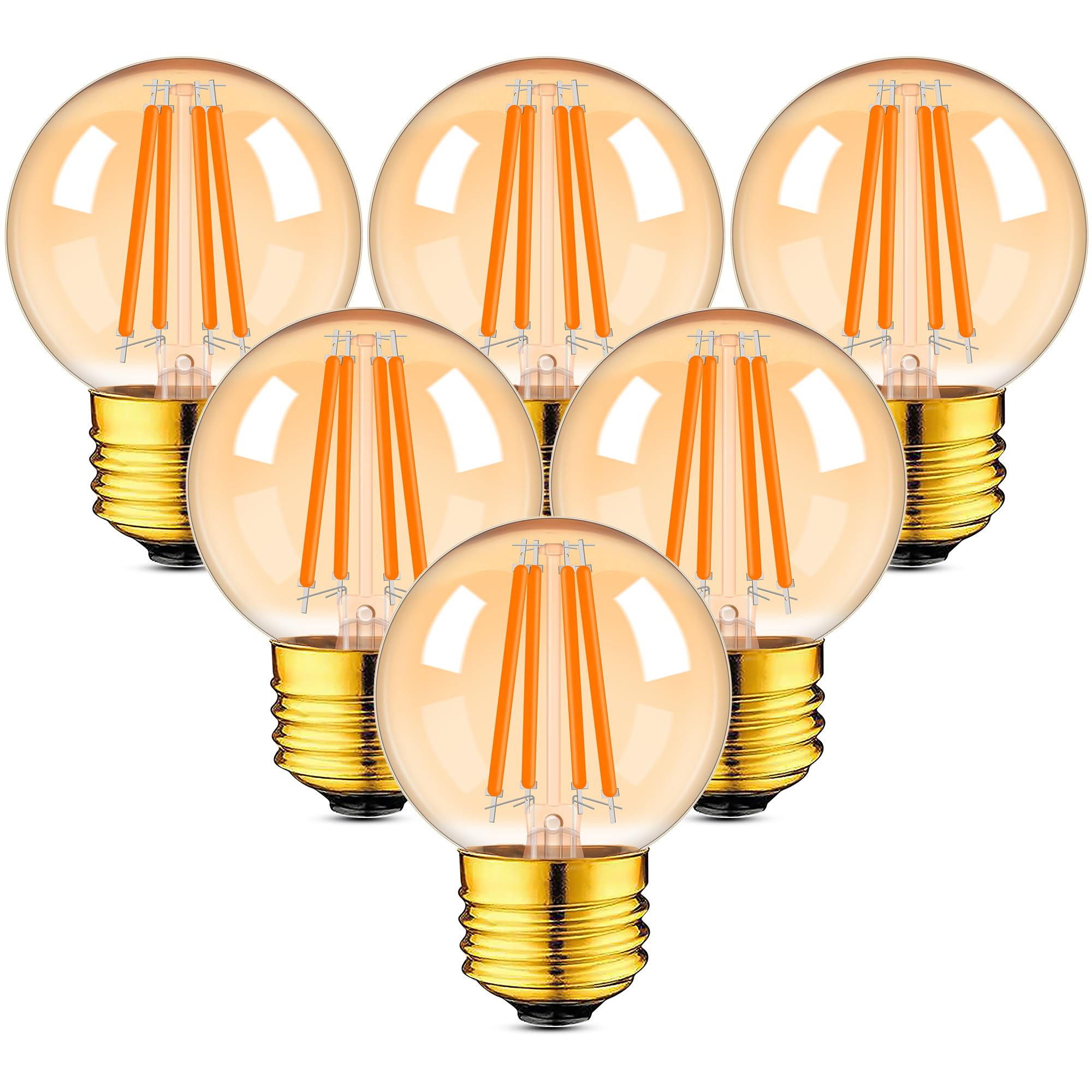Grensk E26 Amber Led Light Bulbs 40 Watt,G16.5 4 Watt Edison Vintage Light Bulb,2700K Warm White For Home Or Commercial Lighting