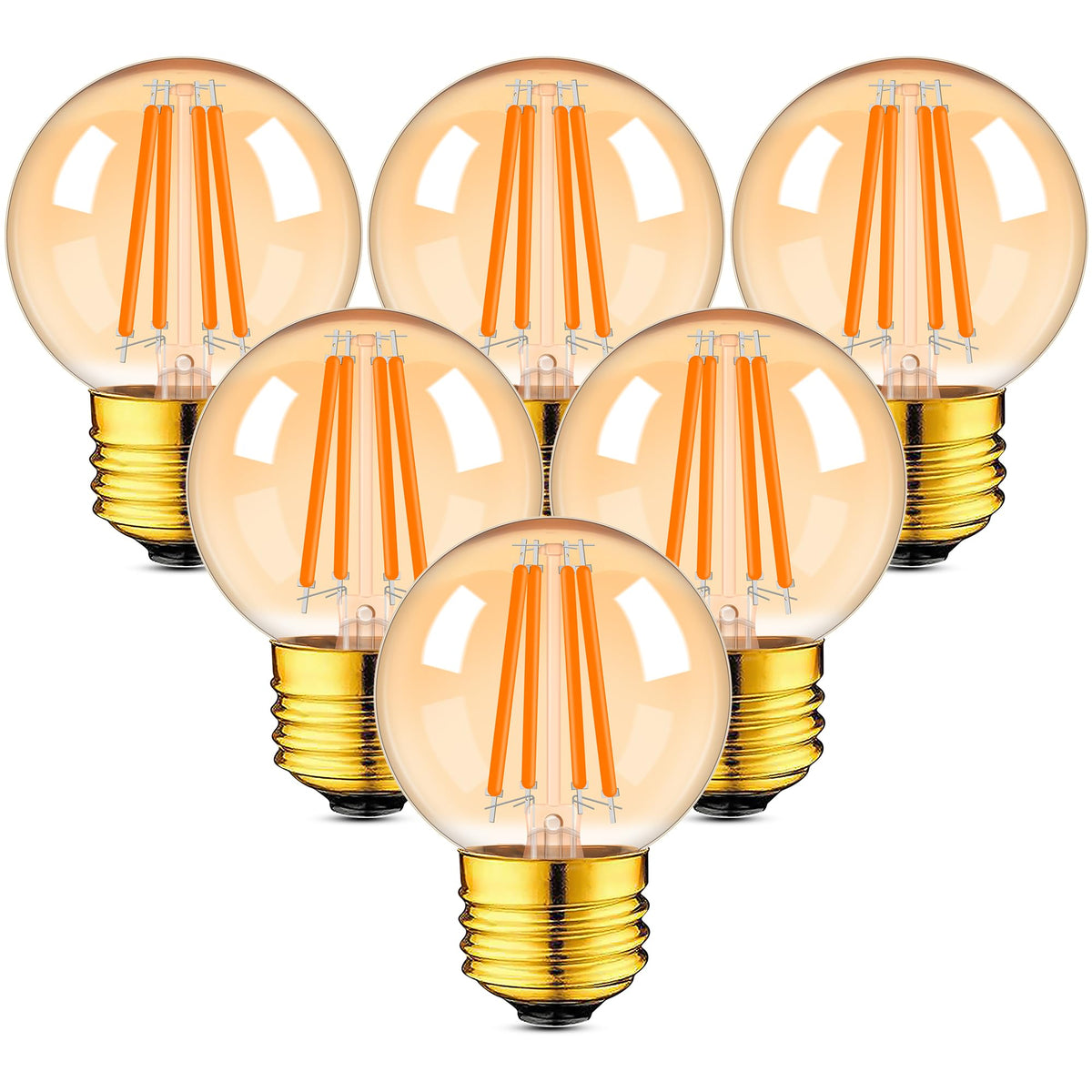 Grensk E26 Amber Led Light Bulbs 40 Watt,G16.5 4 Watt Edison Vintage Light Bulb,2700K Warm White For Home Or Commercial Lighting