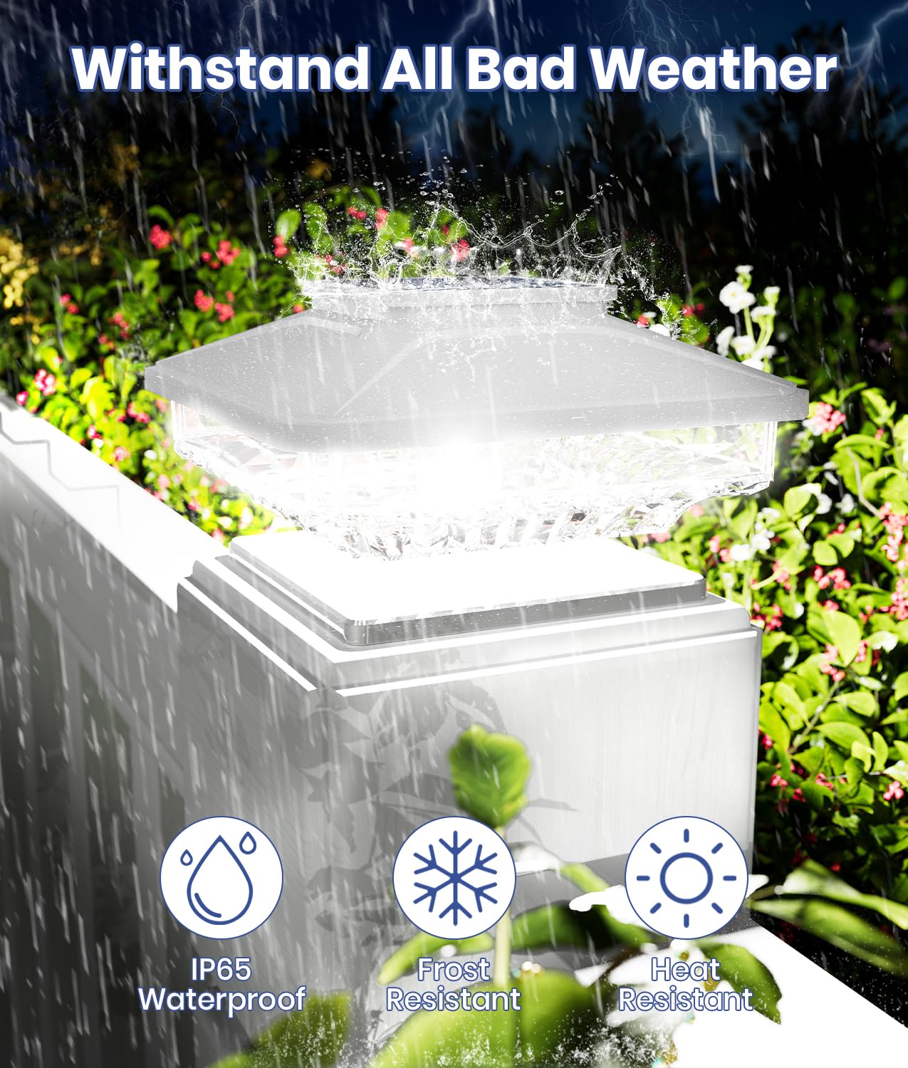 High Brightness 6 Pack Post Solar Lights,[Not Hollow Post],Ip65 Waterproof 4X4 Solar Post Cap Lights, Deck Post Cap Lights,Fit 4X4 5X5 6X6 Wooden Posts For Garden Patio Fence Deck Decor White