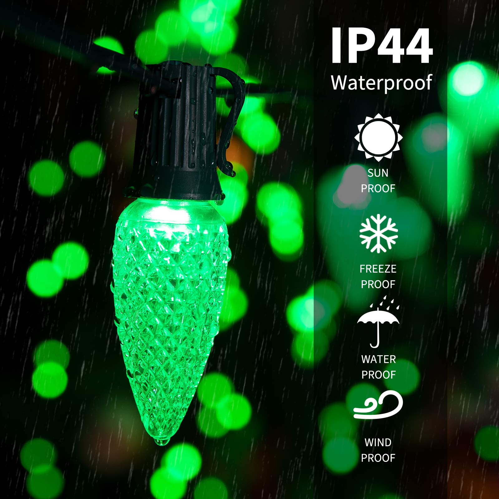 50 Pack C7 Green Christmas Led Replacement Light Bulb, C7 Shatterproof Led Bulbs For Christmas String Lights, E12 Candelabra Base Light Bulb For Outdoor Indoor Christmas Decorative Lights