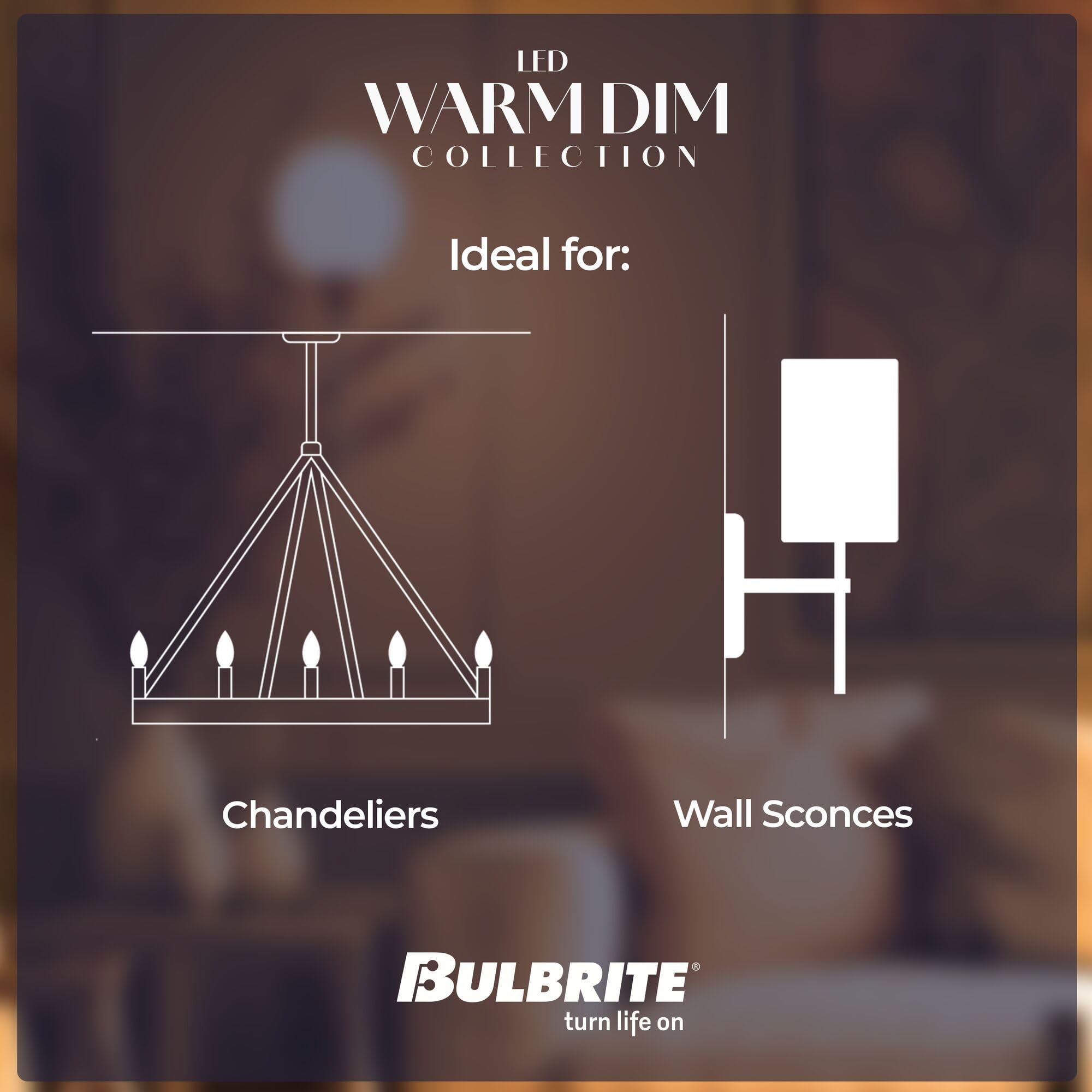 5 Watt Led Ca10 Light Bulbs, Warm Dimming 3000K (Soft White) - 1800K (Candlelight), 500 Lumens
