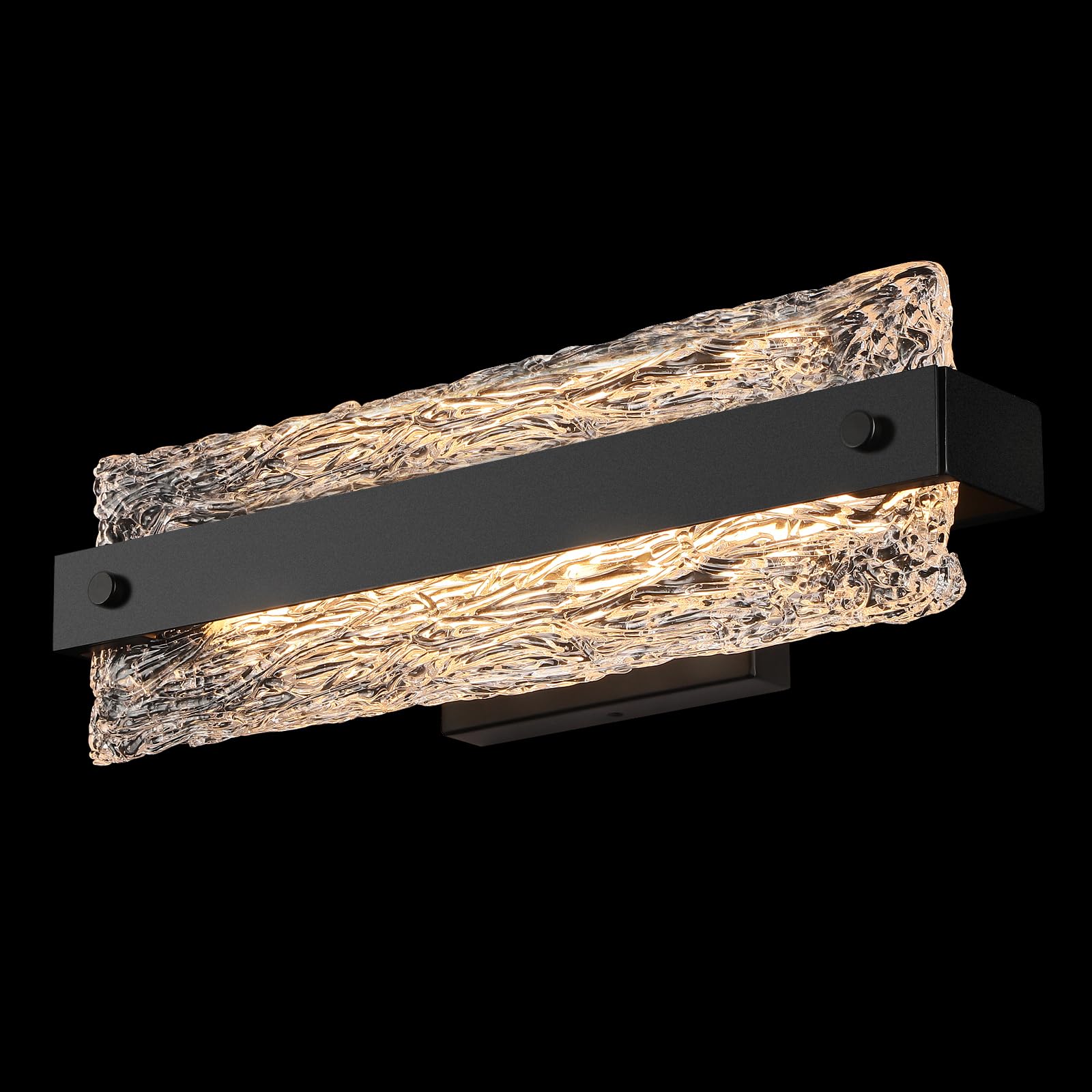 Osimir Modern Black Bathroom Vanity Light, 16.5" Dimmable LED Fixture, Crystal Bar Sconce, Model OS-MM5001-2BK