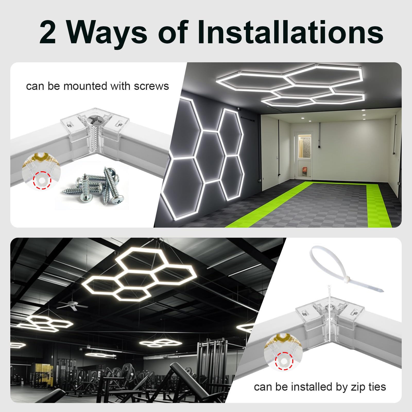 Sylsmart Hexagon Led Garage Lights, 26400Lm Super Bright 5 Hex Honeycomb Lights, Garage Gym Octagon Lighting For Car Detailing C