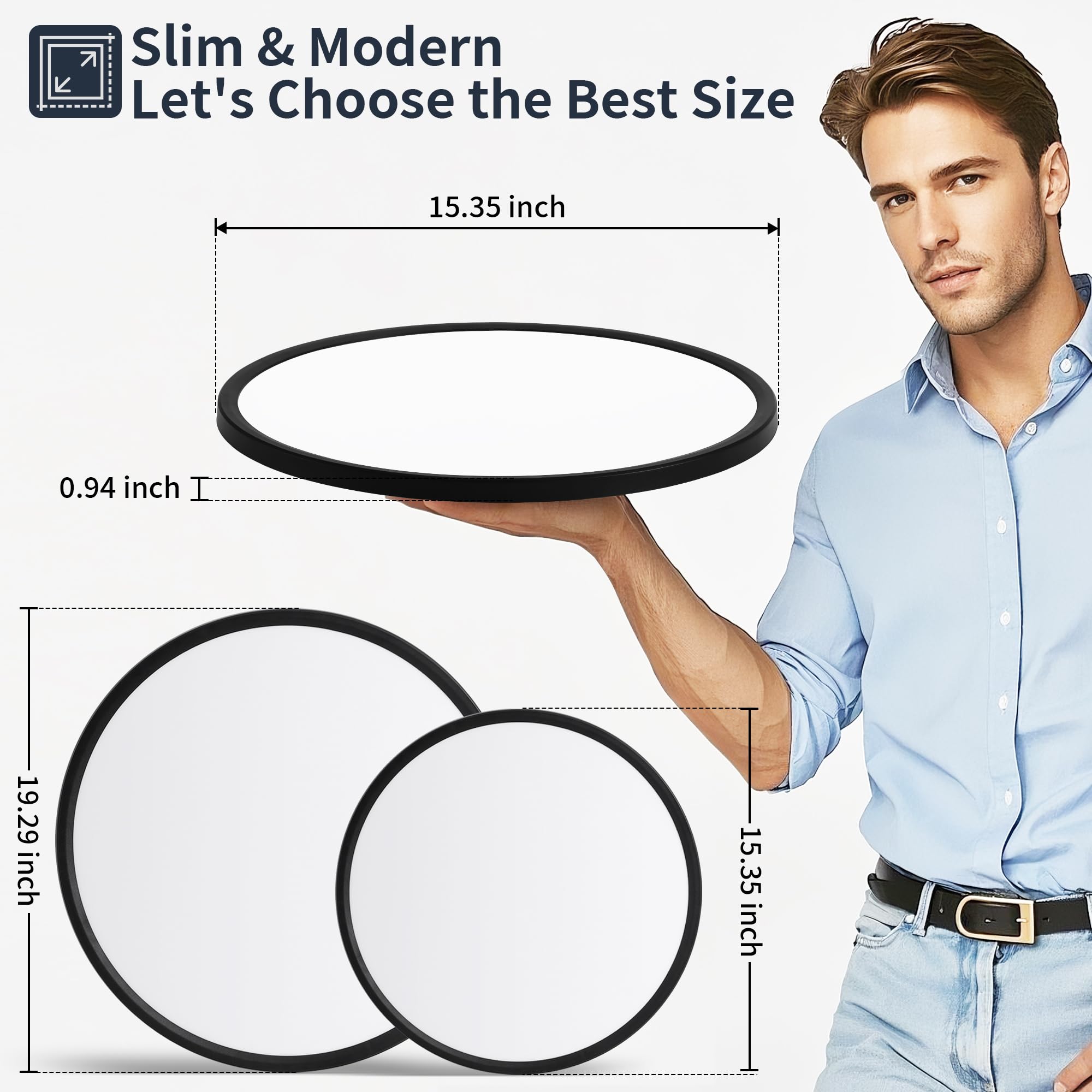 23 Inch Flush Mount Ceiling Light with Night Light, 54W 5400LM, Dimmable LED Ceiling Lights Fixture with Remote Control, 3000K/4