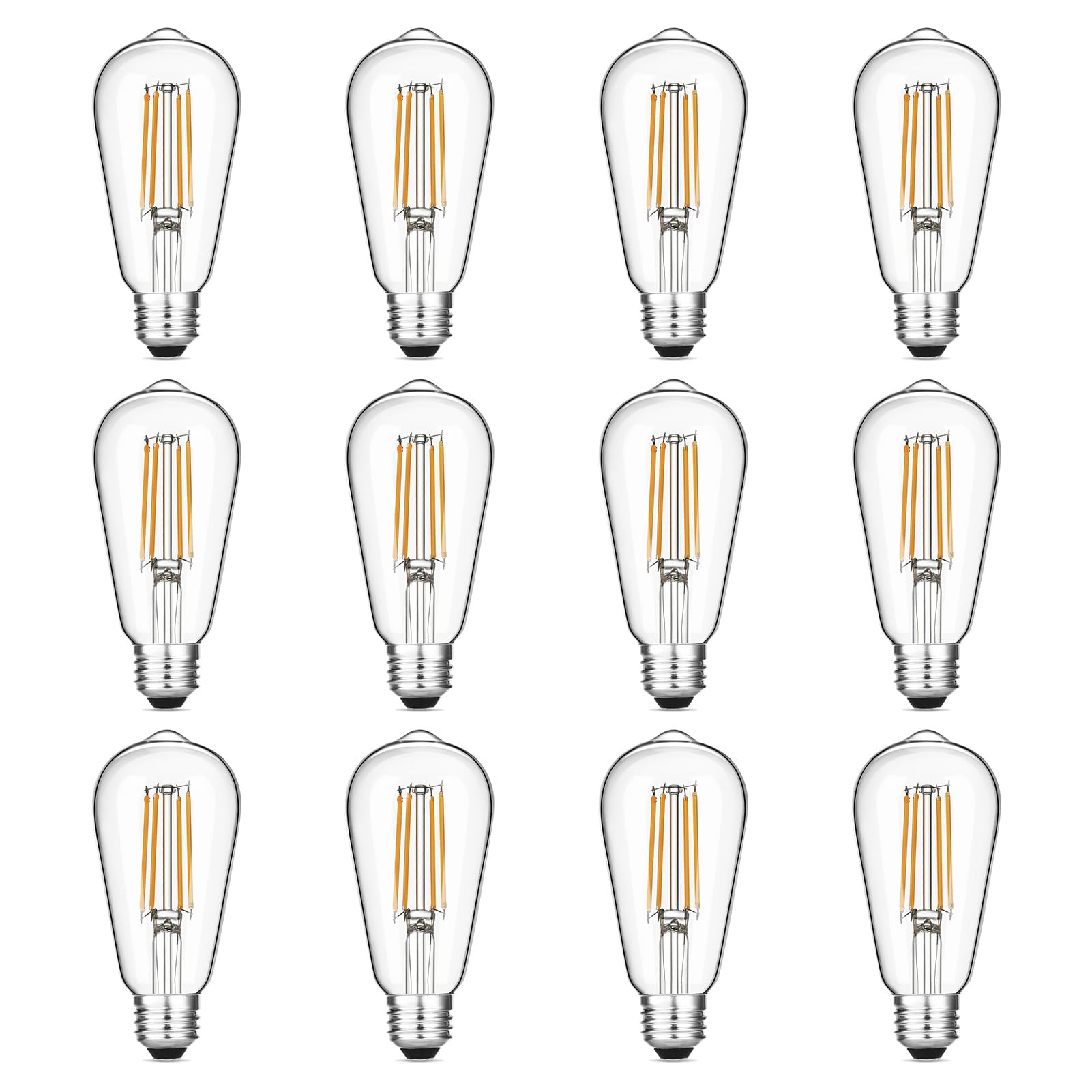 Gozelux 12-Pack Vintage Led Edison Light Bulb 60W Equivalent, Decorative Antique Filament Light Bulbs With 90+ Cri, Warm White 2