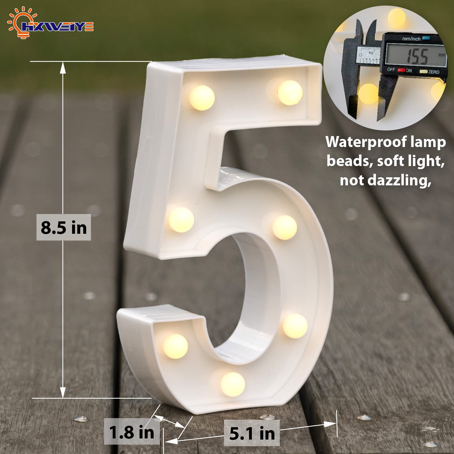 Hxweiye Led Marquee Number Lights Sign - Warm White - 26 Letters & 10 Numbers - Battery Powered Decor For Parties & Birthdays