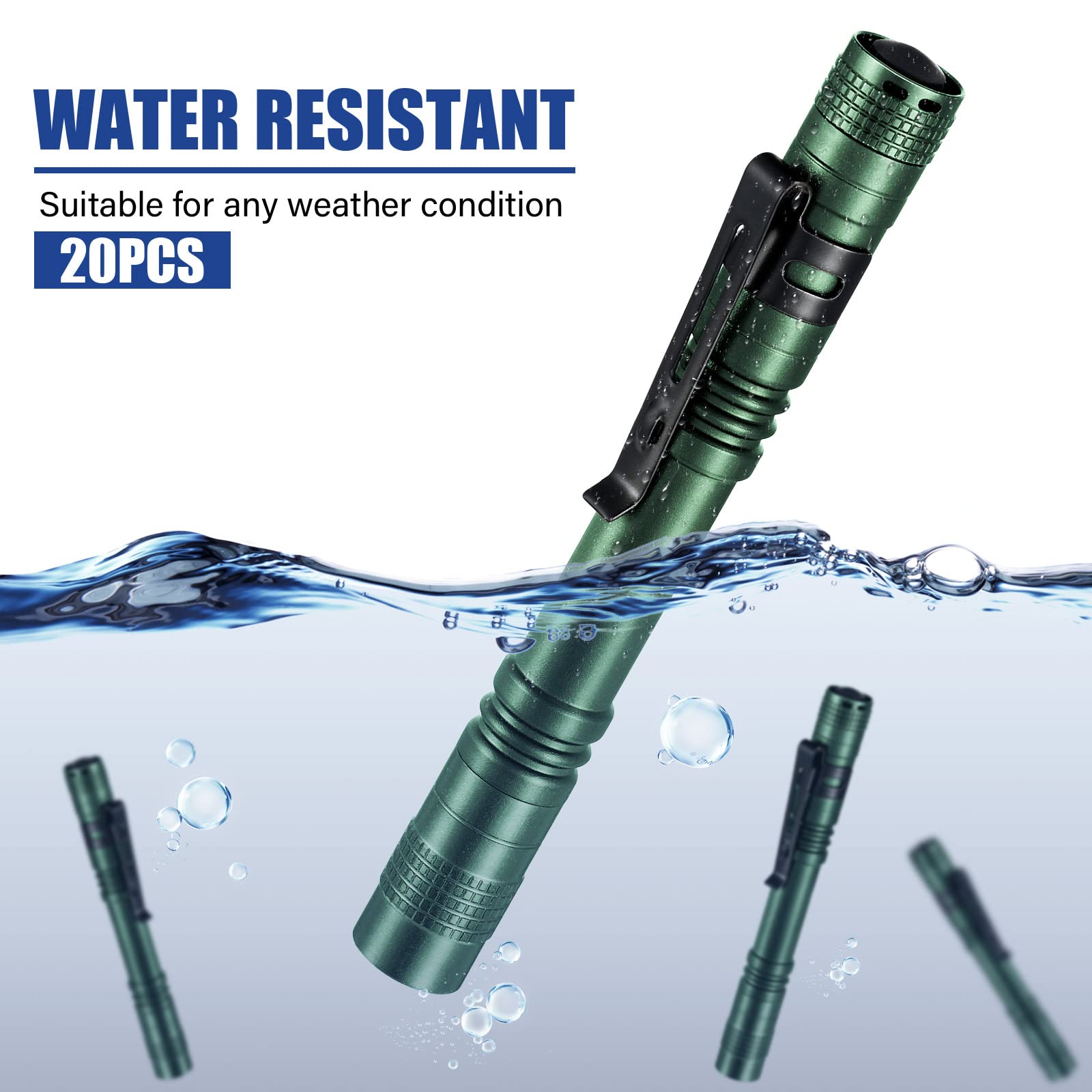 Hortsun 20 Pcs Mini Pen Light Flashlights Gifts For Fathers Day Pocket Flashlights Pen With Clip Small Led Handheld Slim Torches