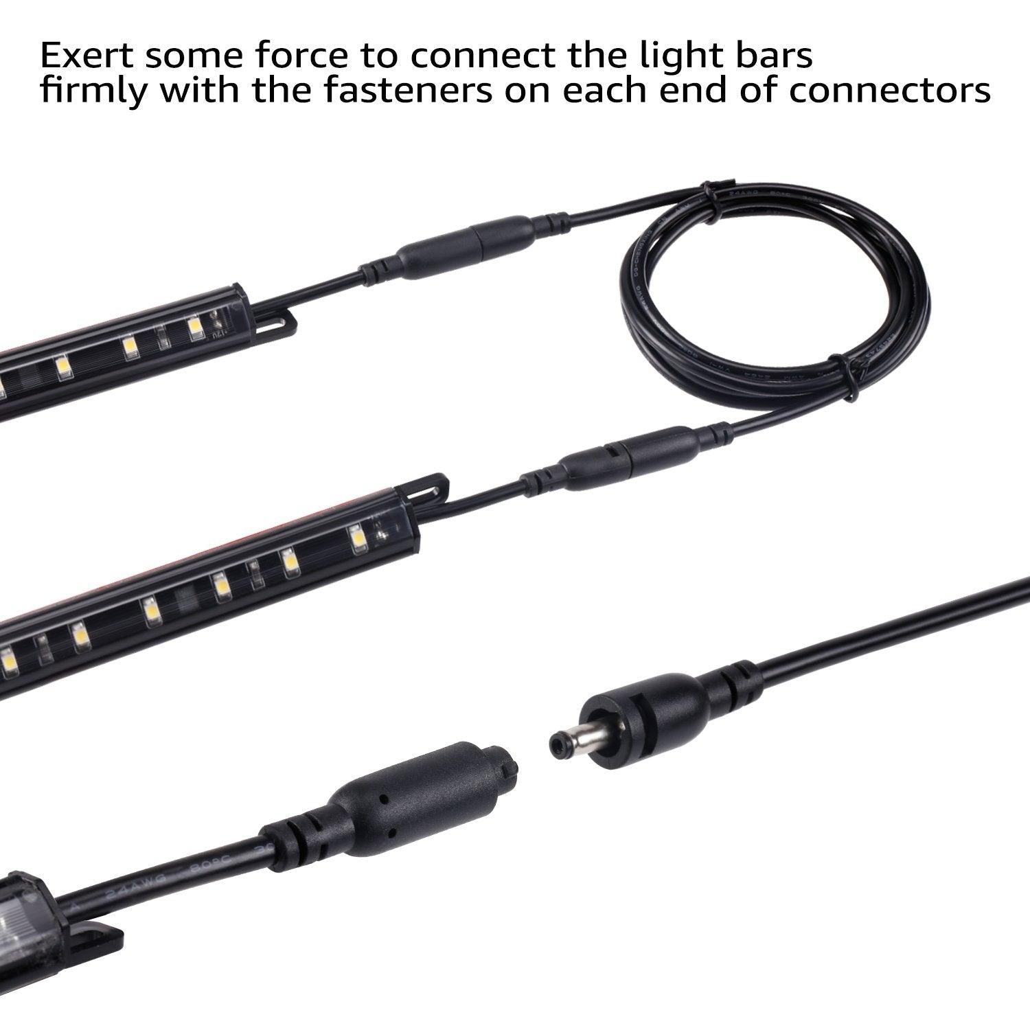 Torchstar 39 Inches Interconnect Cable, Gun Safe Lighting Kit Extension Cable, Under Cabinet Light Extension Cord, Led Under Cabinet Lighting Accessories, Pack Of 4