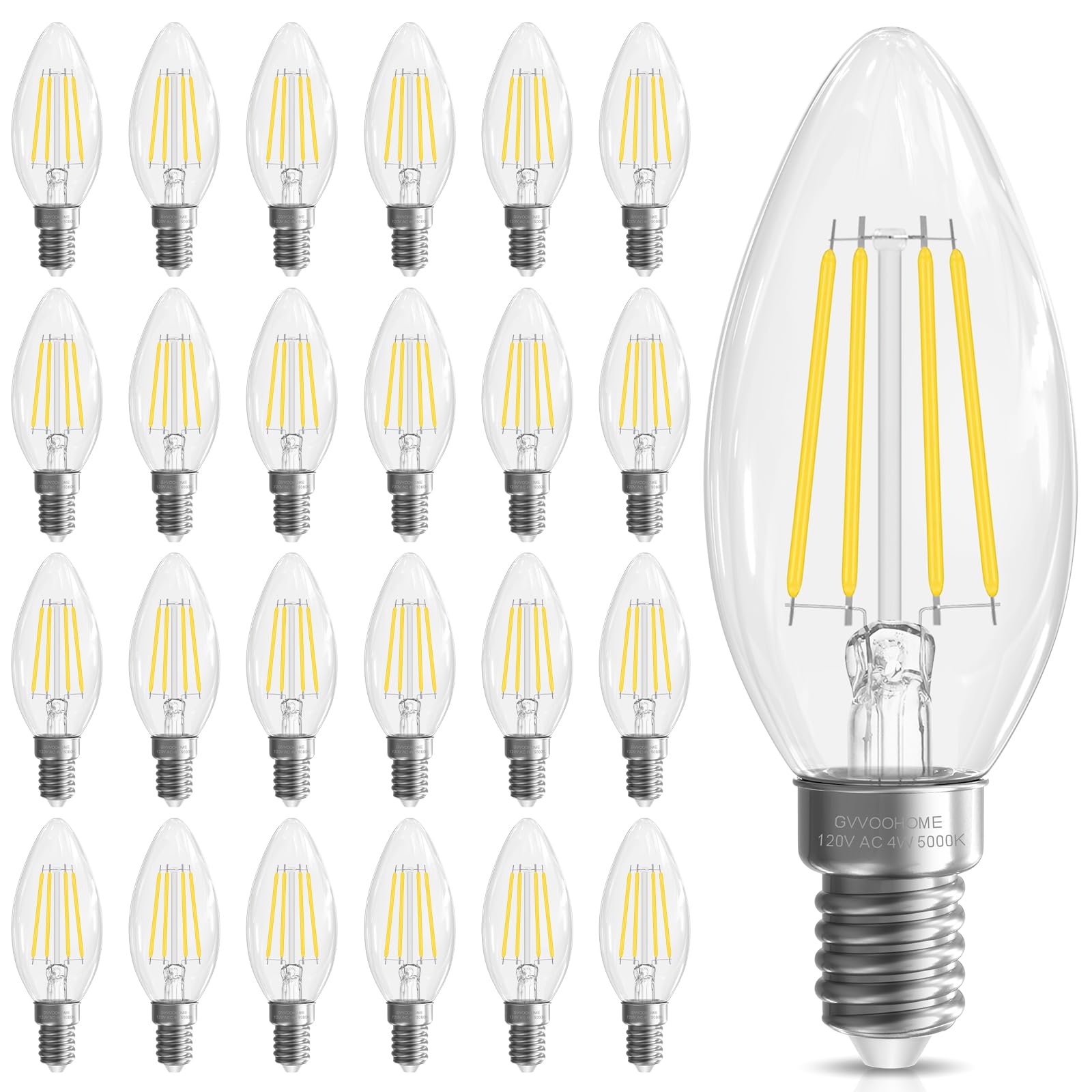 Gvvoohome Candelabra Light Bulbs 40 Watt, Chandelier Light Bulb Non-Dimmable E12 Led Bulb, B10 Led Candle Bulb 5000K Daylight, 9
