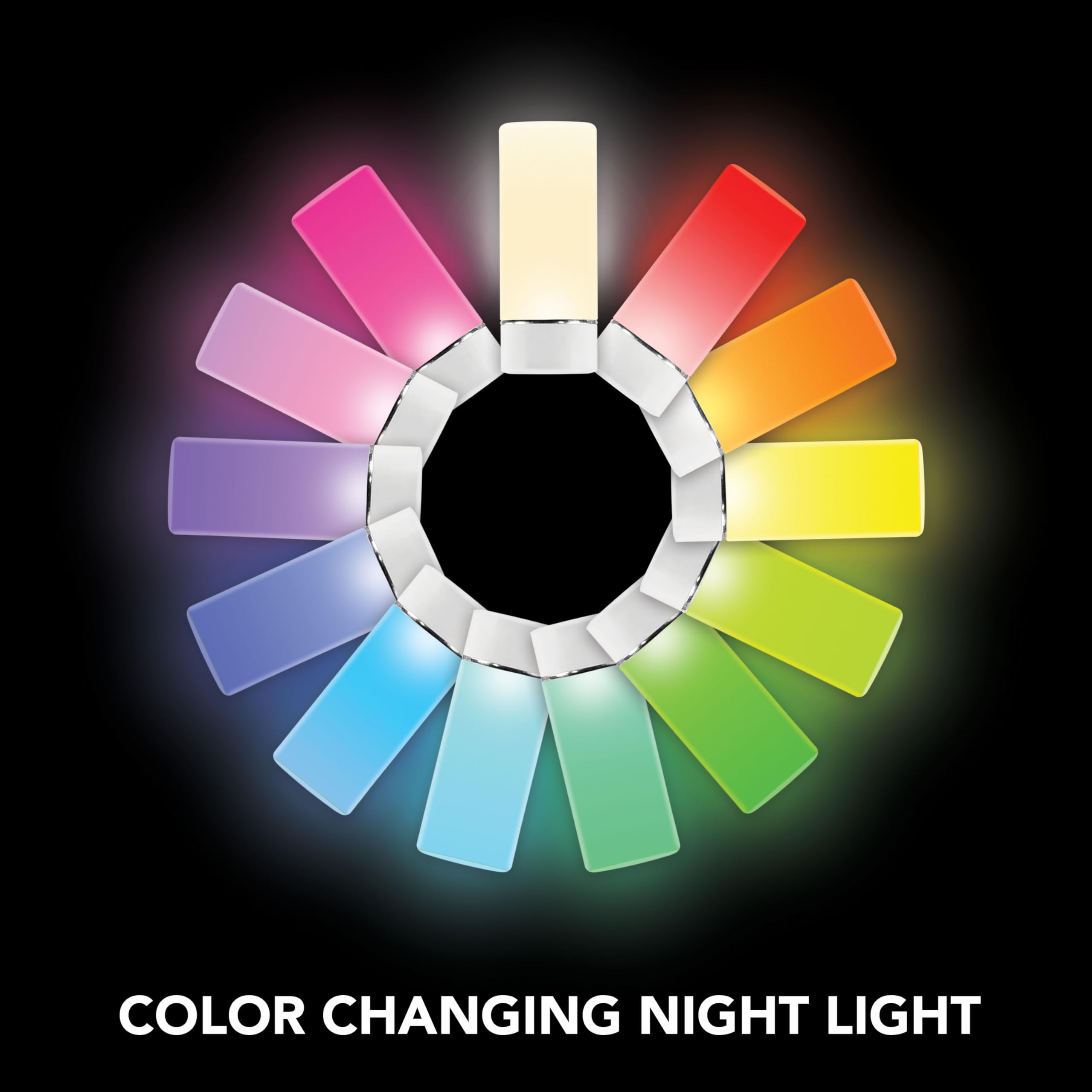 Sunbeam 3-Pack Emergency Night Lights, 5-in-1 Multi-Color LED, Dusk to Dawn, Motion Sensor, Rechargeable, Blackouts, Foldable Plug