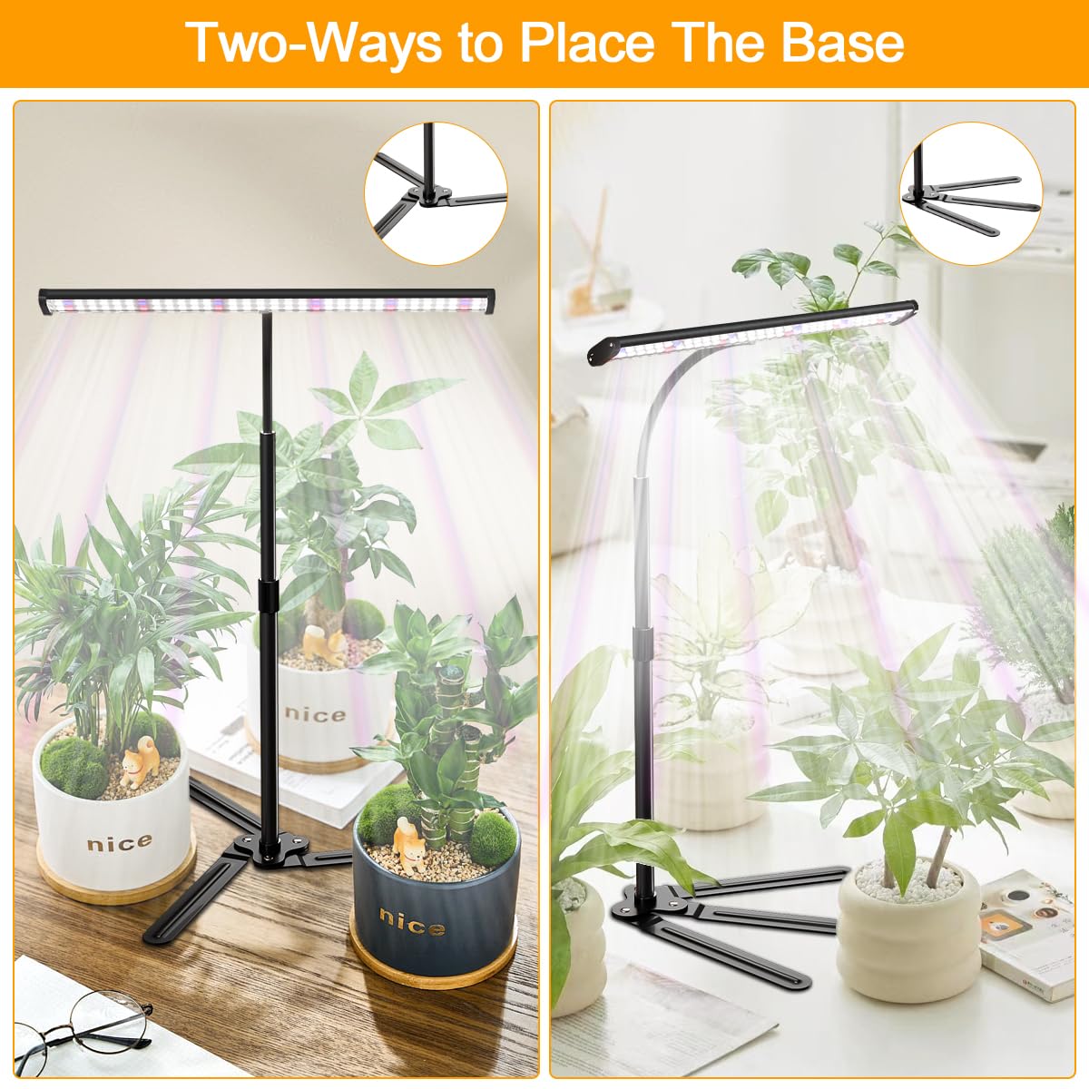 Grow Light For Indoor Plants, Super Bright 6000K 108Leds Full Spectrum Plant Lamp With Timer 4/8/12Hrs & Height Extendable For Home Office Desktop Plants, 12V 3A High Power Output For Faster Growth