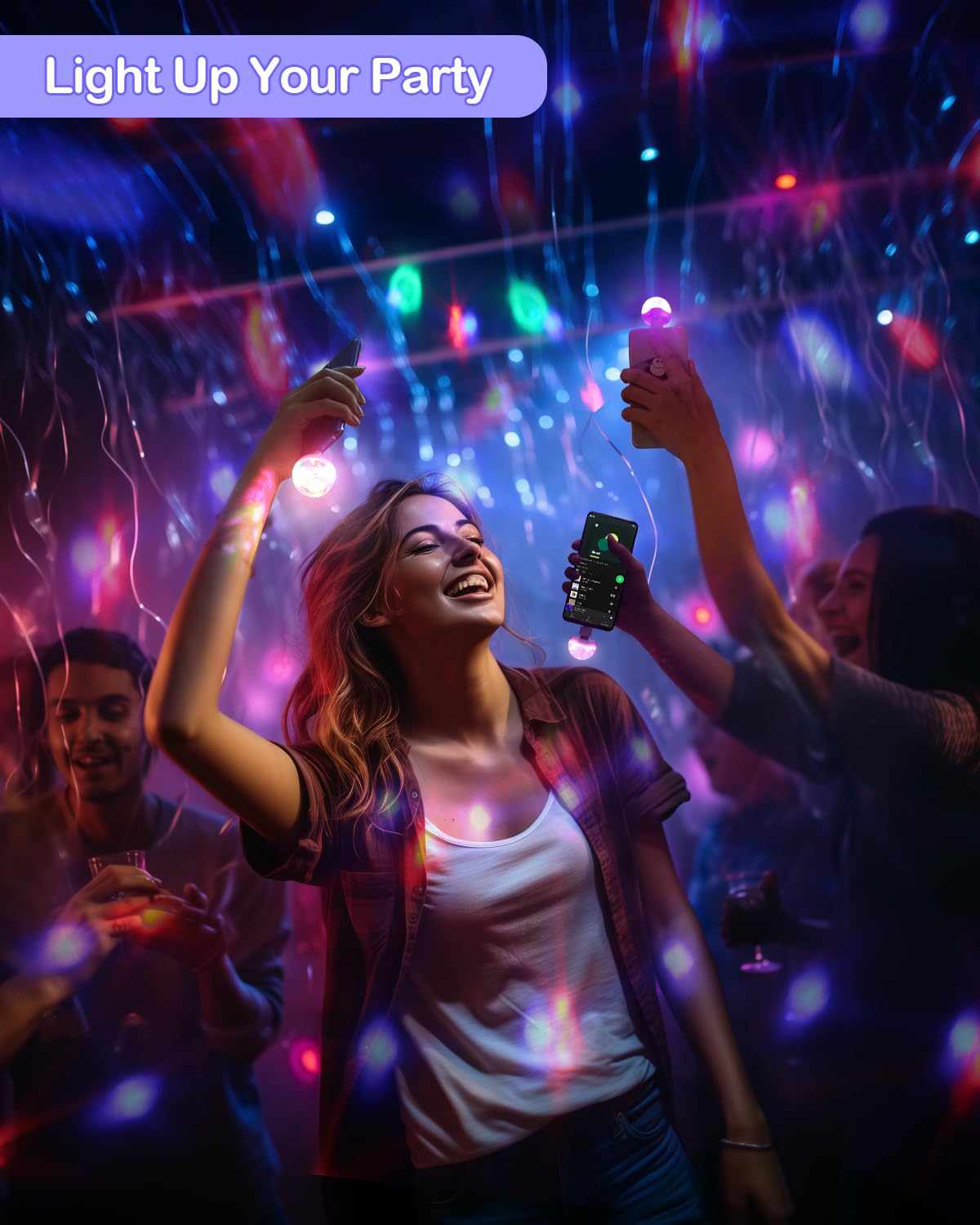 Luditek USB Mini Disco Ball Light, Sound Activated, 4 Packs, White, Plastic, Model GT160, Party Decoration for Kids and mature-themeds