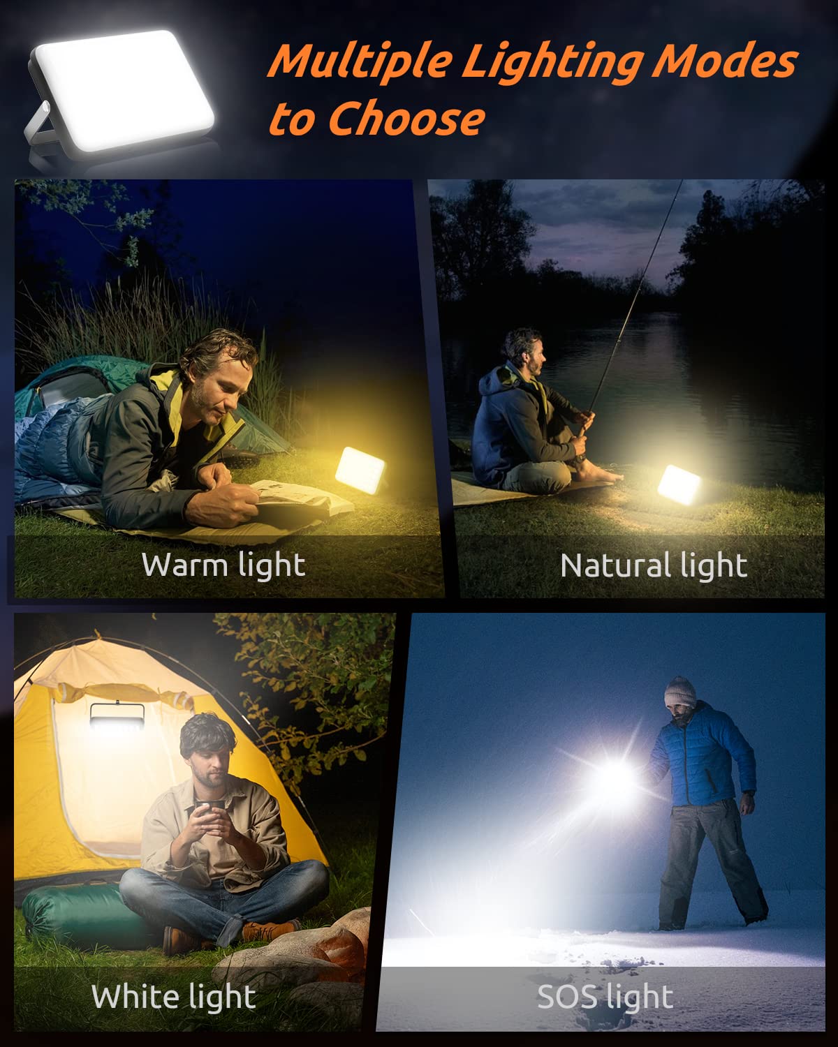 Eventek LED Camping Lantern 4000LM, 20000mAh Power Bank, IPX5 Waterproof, 5 Light Modes, White/Black, Model PB200