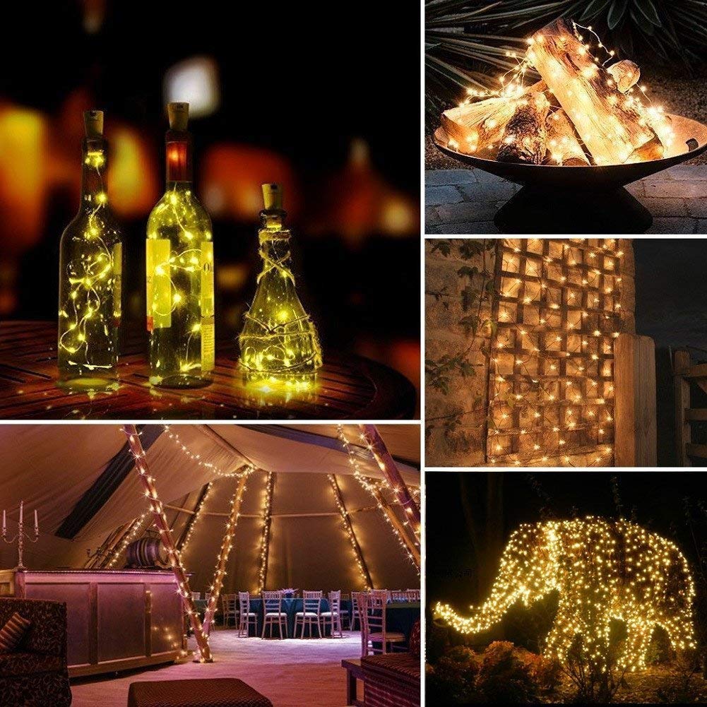 Lomotech Solar String Lights - 200LED 66ft Waterproof Twinkle Lights, 8 Modes, Warm White, 2 Pack for Outdoor, Patio, Garden, Party, Wedding