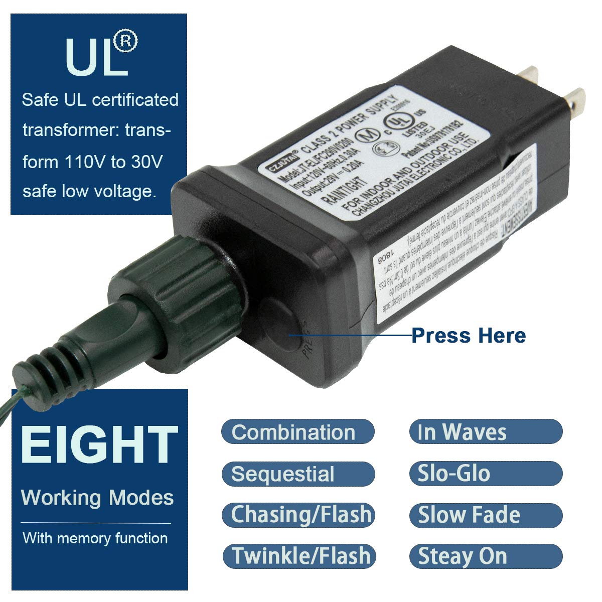 Decute 800Led 272Ft Christmas String Lights Ul Certified 8 Modes, Waterproof Outdoor Indoor Twinkle Starry Light For Christmas Tree Patio Garden Party Decor, Cool White