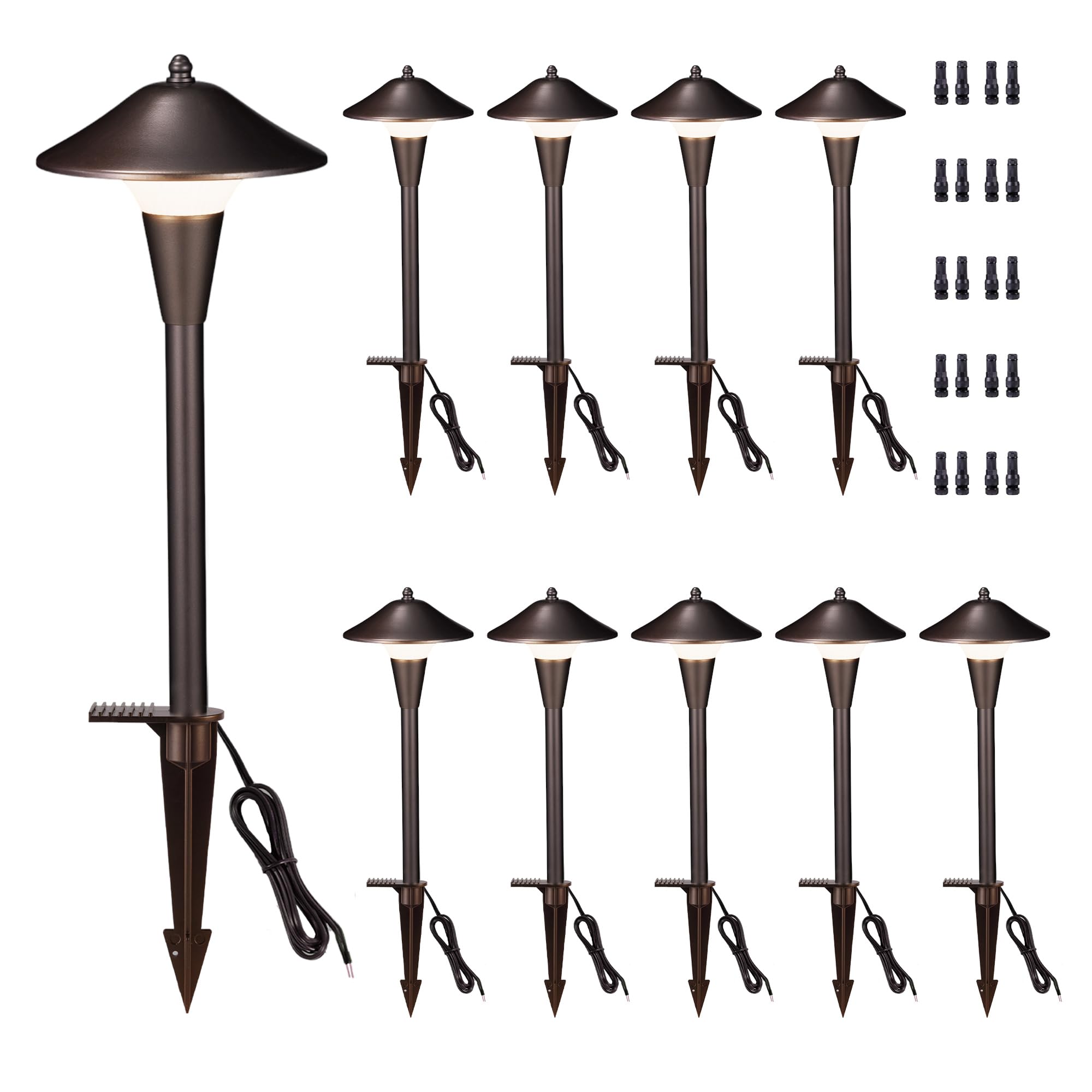 Varmtalys Outdoor Low Voltage Pathway Light - 5CCT Adjustable Walkway Lights LED, 12V Landscaping Pathlights, Mushroom Shape Dri