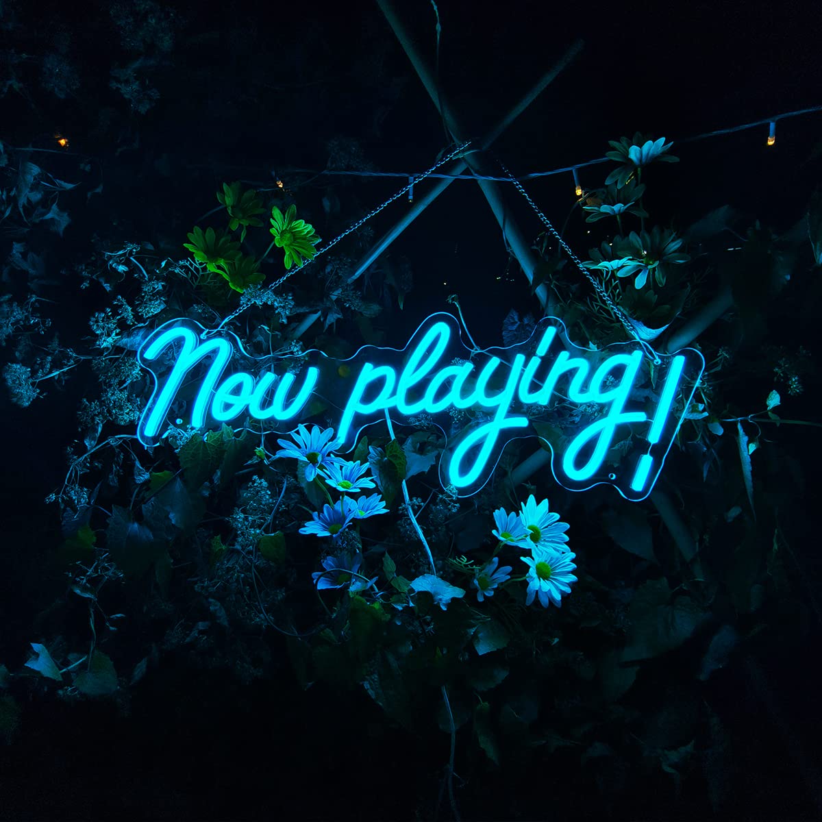 Voncitedn Now Playing Neon Sign, Acrylic LED Light, 22.8x8.3 Inch, Remote Control, Dimmable, Ice Blue