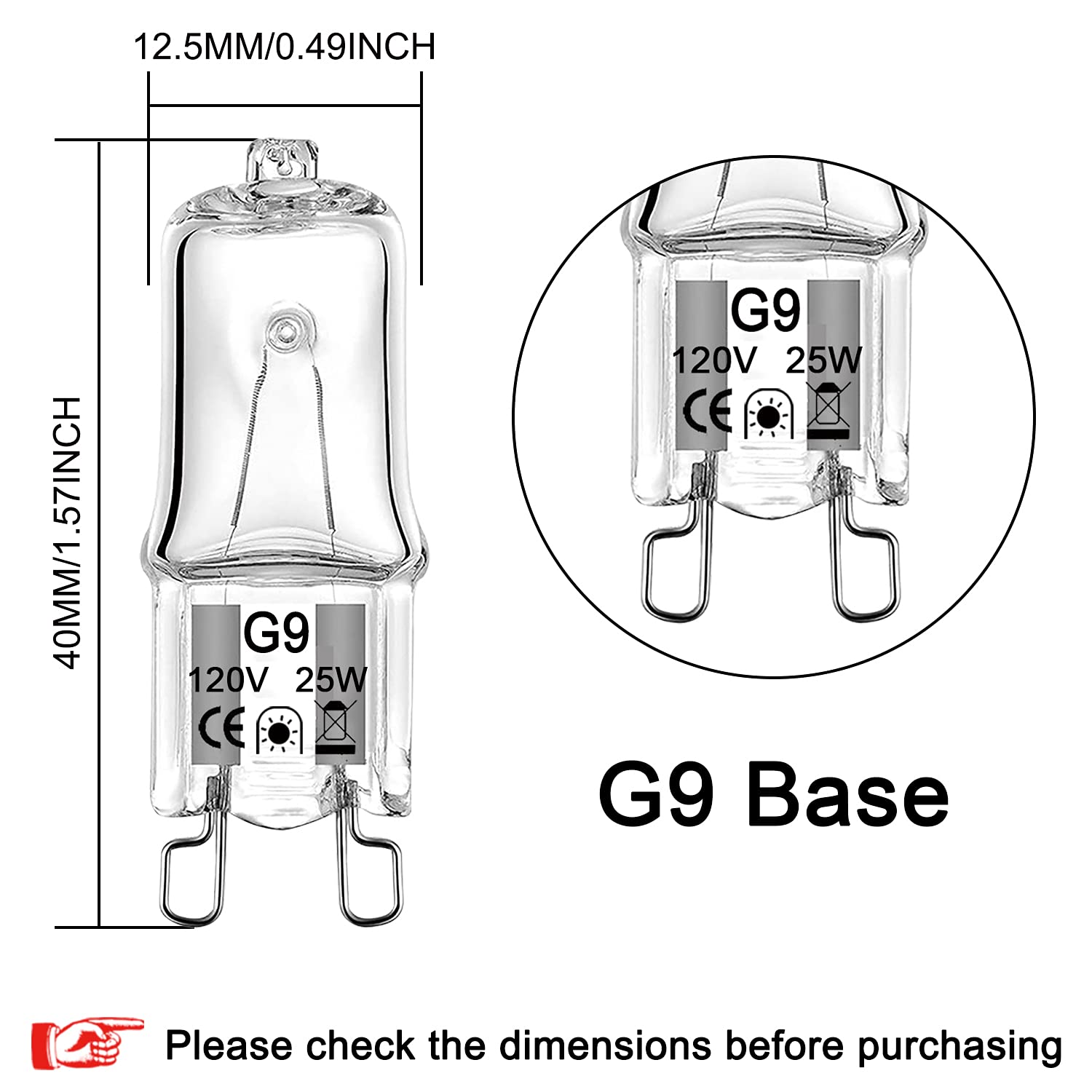 G9 Halogen Bulbs 25W Dimmable T4/Q25/G9/CL/120V JD Type Halogen House Hold Light Bulb for Hanging Pendant Accent Type Spot Down