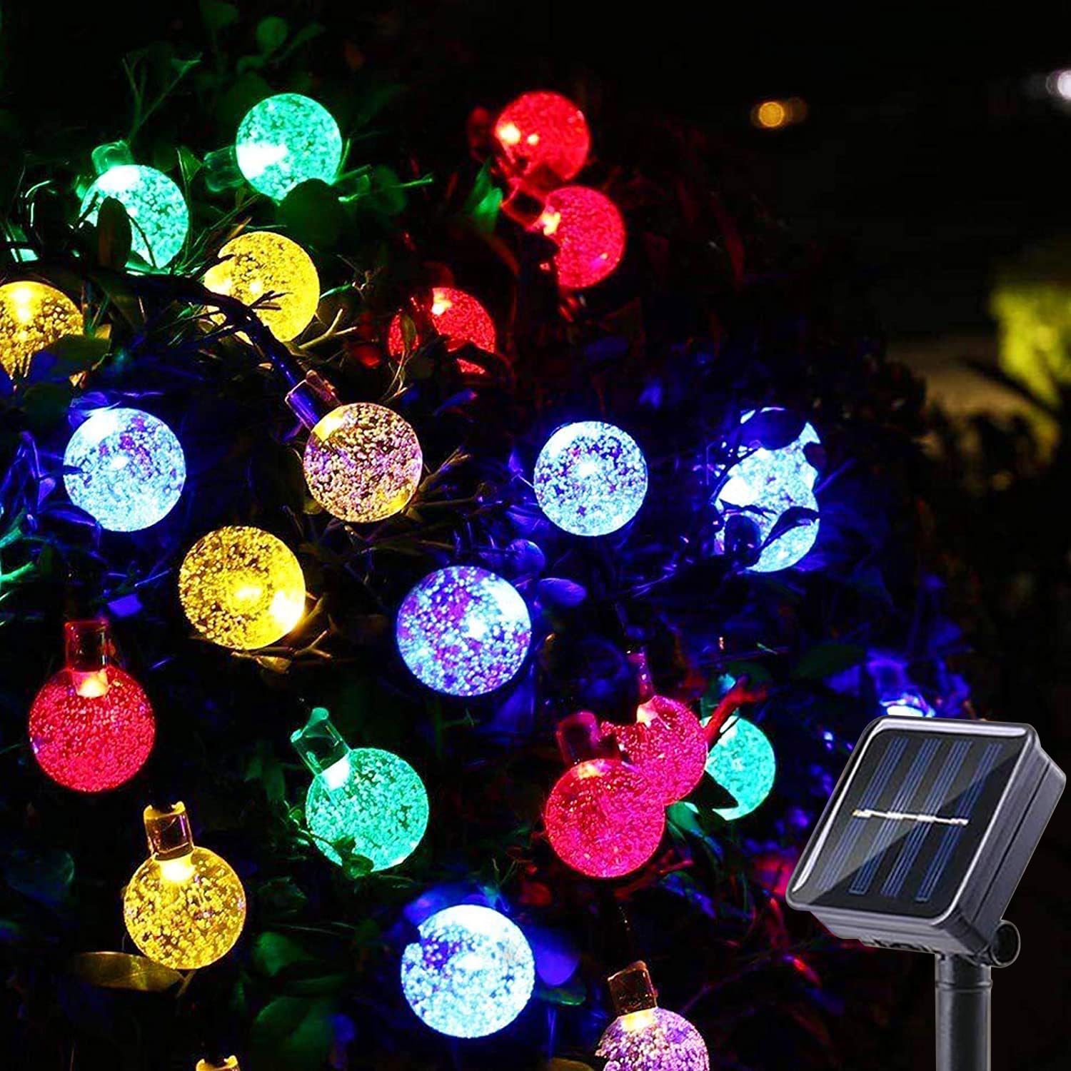 Solar String Lights Outdoor 100 Led 40 Feet Multi-Color Crystal Globe Lights With 8 Lighting Modes, Waterproof Solar Powered Pat