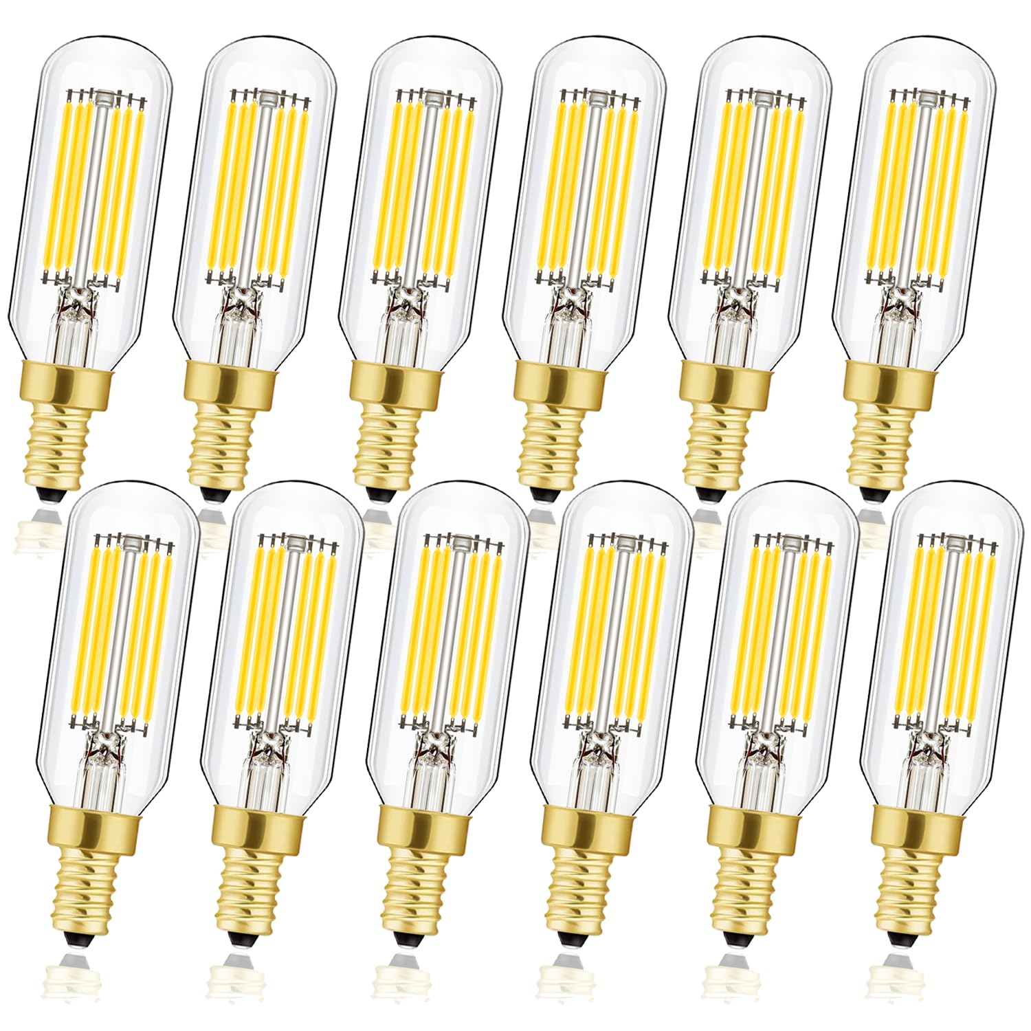 Leools Dimmable T6 Led Bulb 60W Candelabra Led 4000K Clear 600Lm 6W E12 Edison Bulb Neutral White 12Pack