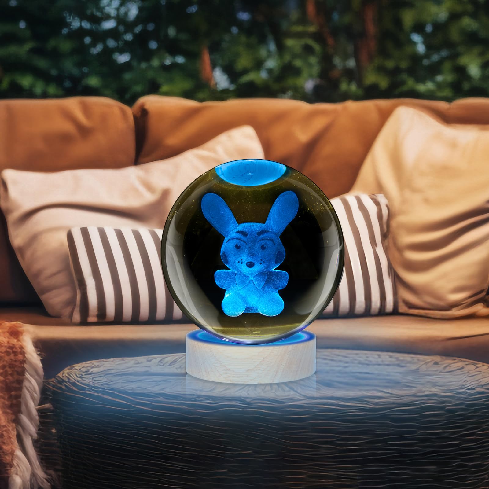 CULDETHA 3D Bear Crystal Ball Night Light with Colorful LED Base, Home Decor and Gift for Kids, Christmas and Birthdays (Multico