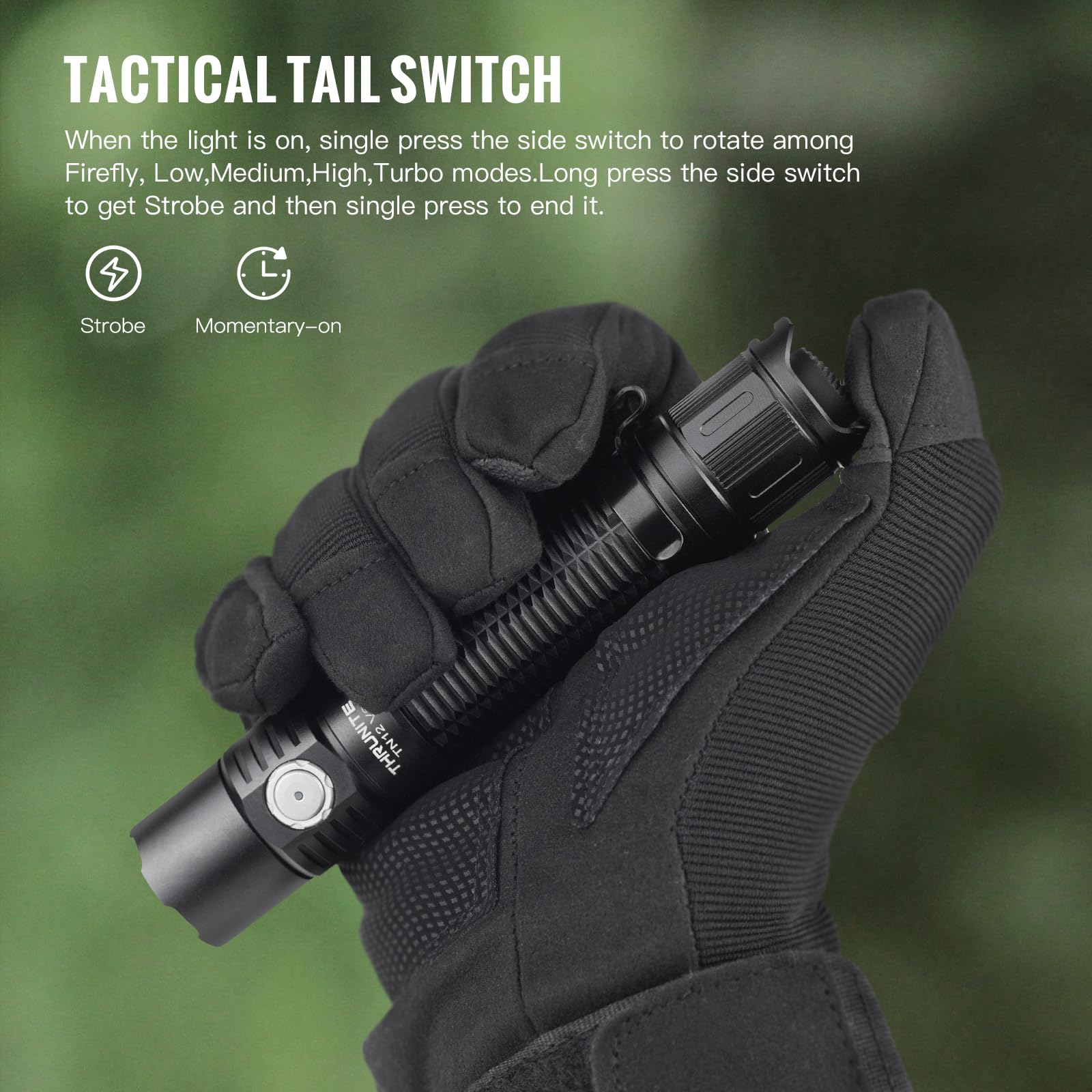 ThruNite TN12 V6 Tactical LED Flashlight, 1950 Lumens, USB-C Rechargeable, Compact for EDC & Outdoor Use (Cool White)