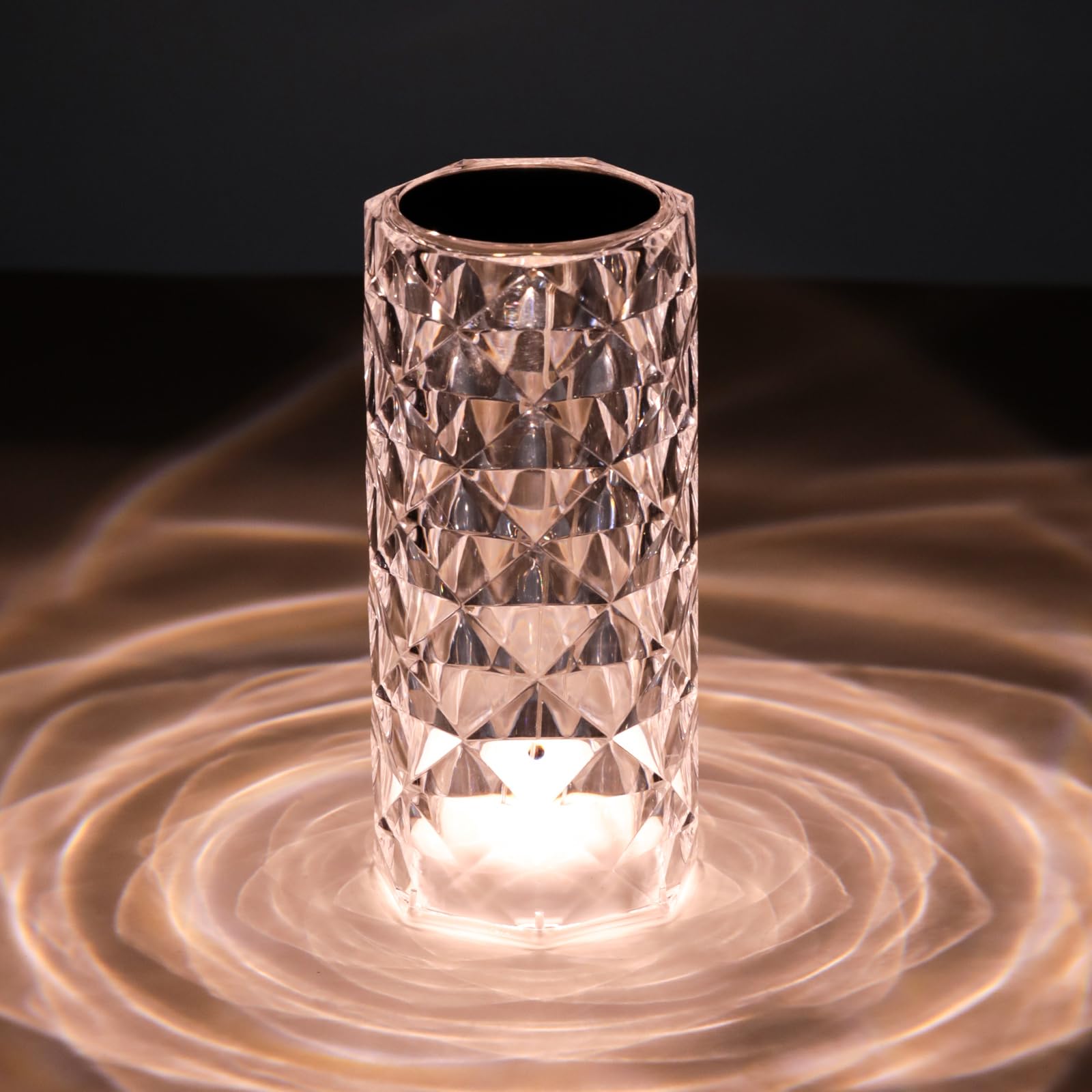 oneleaf Table Lamp Rose Crystal Modern LED Cordless Rechargeable Battery Touch Desk lamp with Remote Control  Night Light for Couple Dinner/Restaurant/Bedroom/Camp (A-Monochrome)