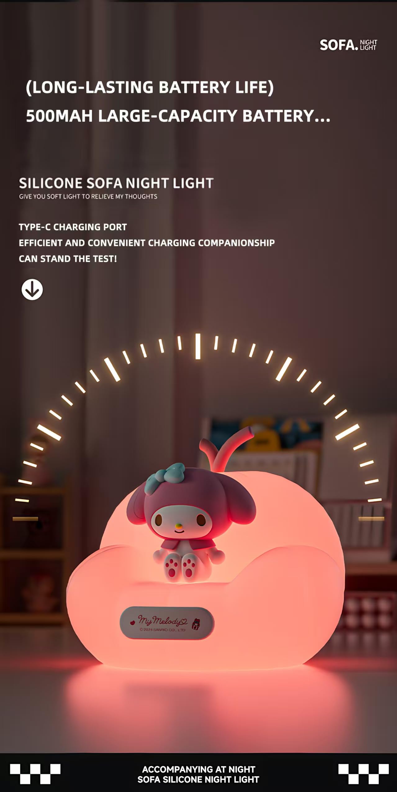 Leuaxmy Cute Kuromi Night Light  Cartoon Dimmable Sili Cone Children S Night Light  Long Battery Life  Rechargeable Kuromi Light  Toddler Night Light  Gift For Boys And Girls (Purple Kuruo)