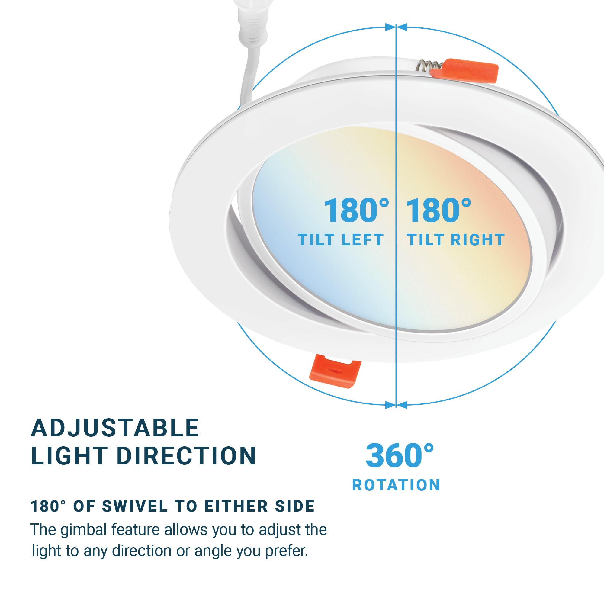 Parmida (6 Pack) 6 Inch 5Cct Ultra-Thin Led Adjustable Gimbal Recessed Lighting With J-Box, 2700K/3000K/3500K/4000K/5000K 5 Color Selectable, 12W, Eyeball Canless Slim Panel Lights, Dimmable, Ic, Etl